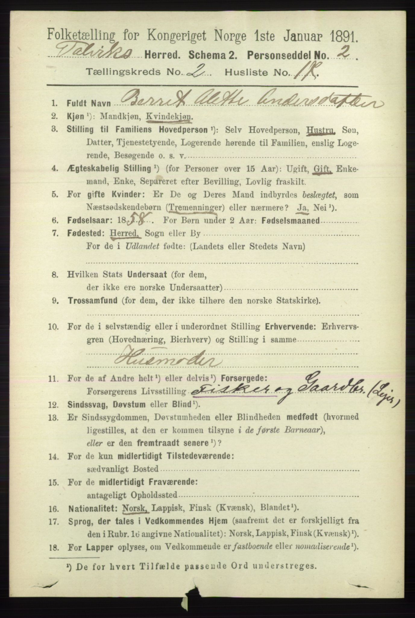 RA, 1891 census for 2013 Talvik, 1891, p. 654