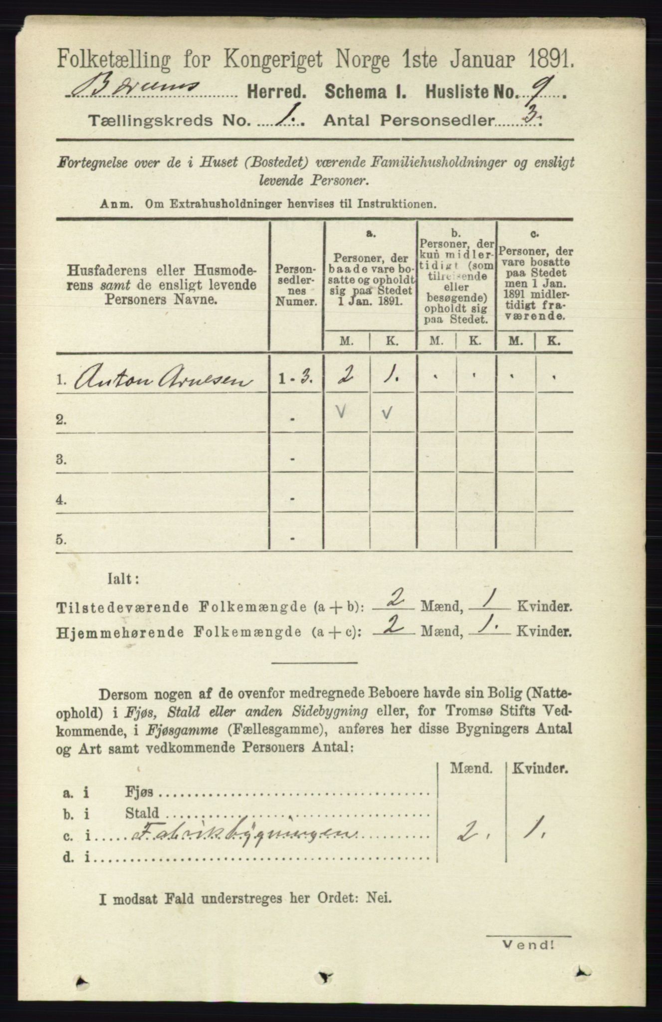 RA, 1891 census for 0219 Bærum, 1891, p. 51