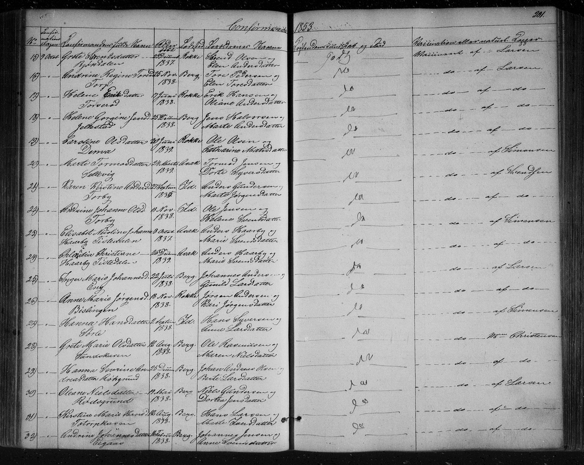 Berg prestekontor Kirkebøker, AV/SAO-A-10902/F/Fa/L0004: Parish register (official) no. I 4, 1843-1860, p. 201