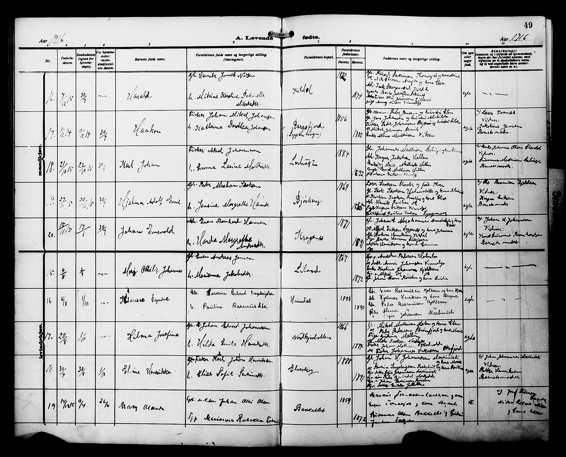 Skjervøy sokneprestkontor, SATØ/S-1300/H/Ha/Hab/L0022klokker: Parish register (copy) no. 22, 1910-1926, p. 49