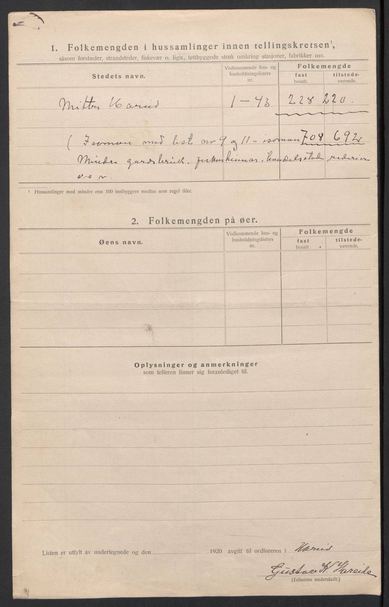 SAT, 1920 census for Hareid, 1920, p. 47