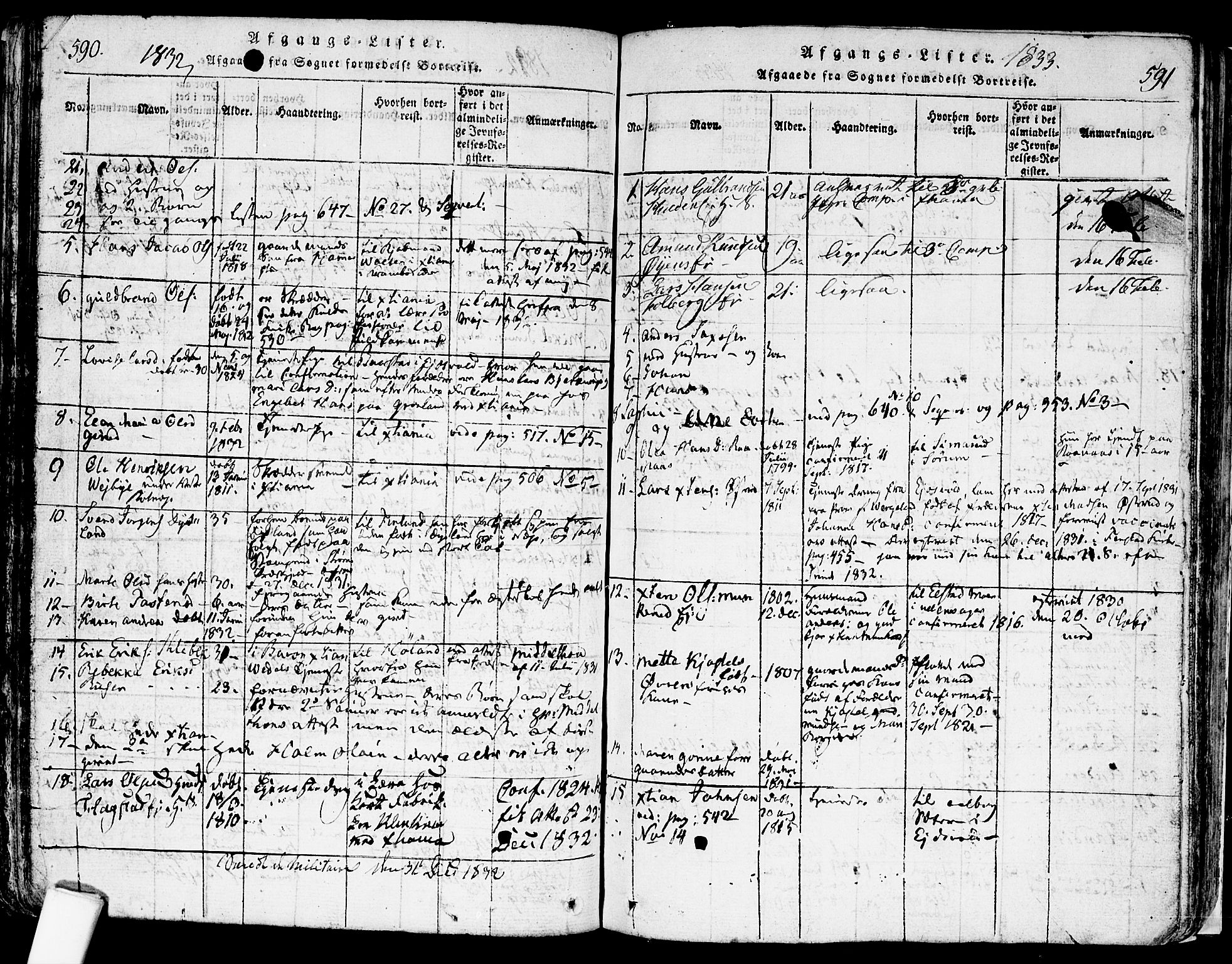 Nes prestekontor Kirkebøker, AV/SAO-A-10410/F/Fa/L0005: Parish register (official) no. I 5, 1815-1835, p. 590-591
