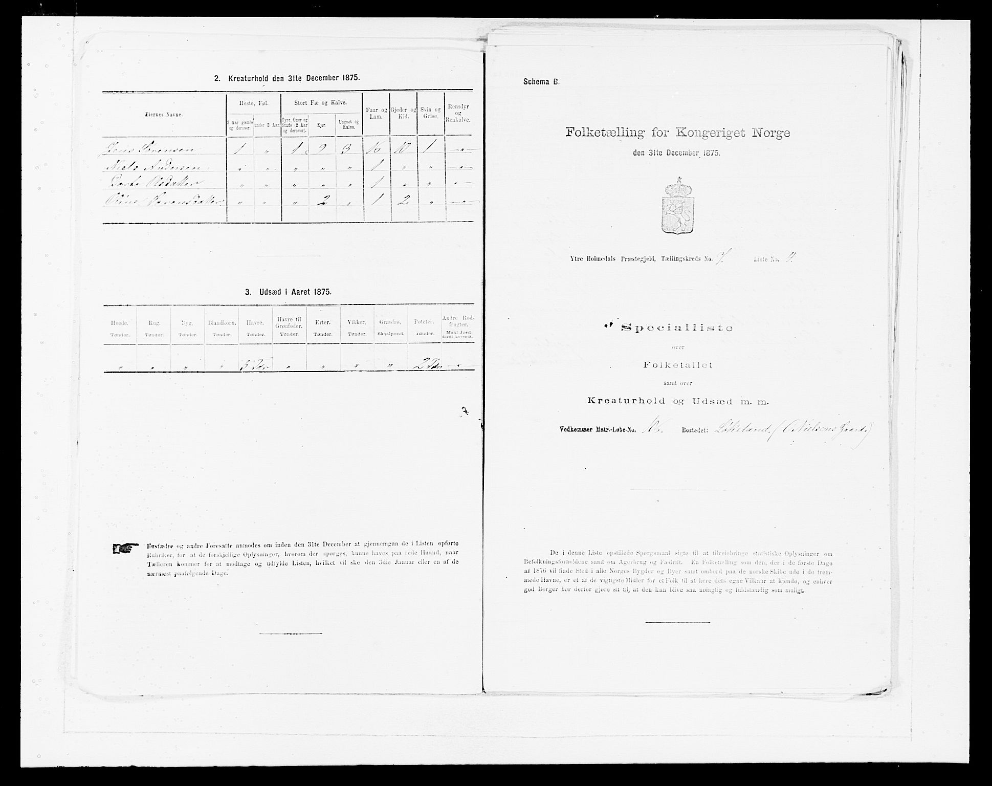 SAB, 1875 census for 1429P Ytre Holmedal, 1875, p. 476