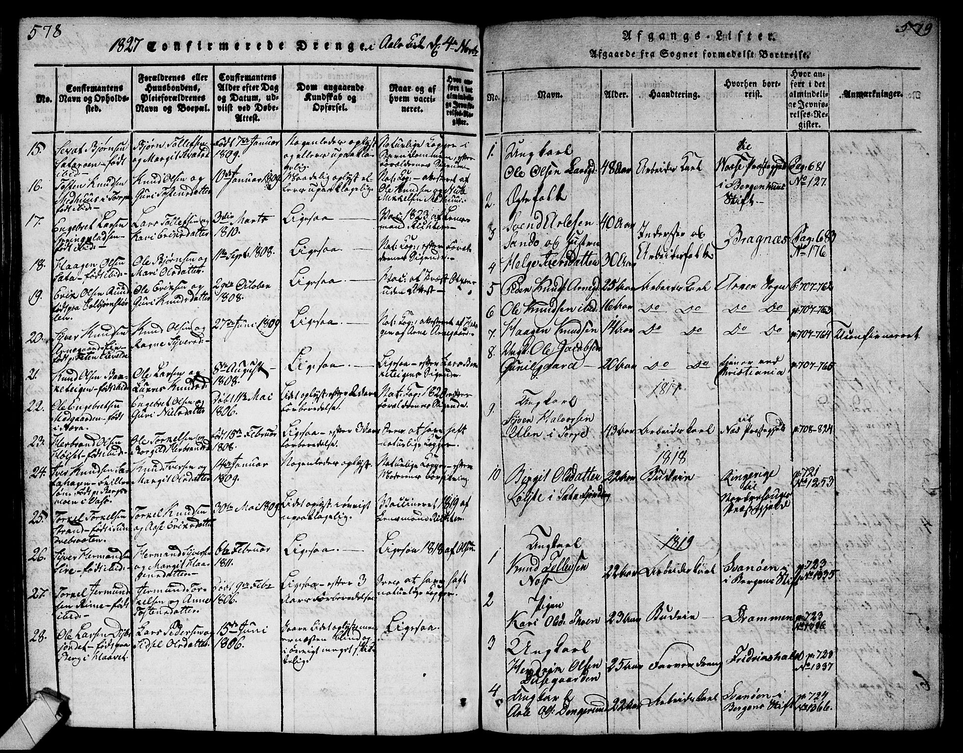 Ål kirkebøker, SAKO/A-249/G/Ga/L0001: Parish register (copy) no. 1, 1815-1829, p. 578-579