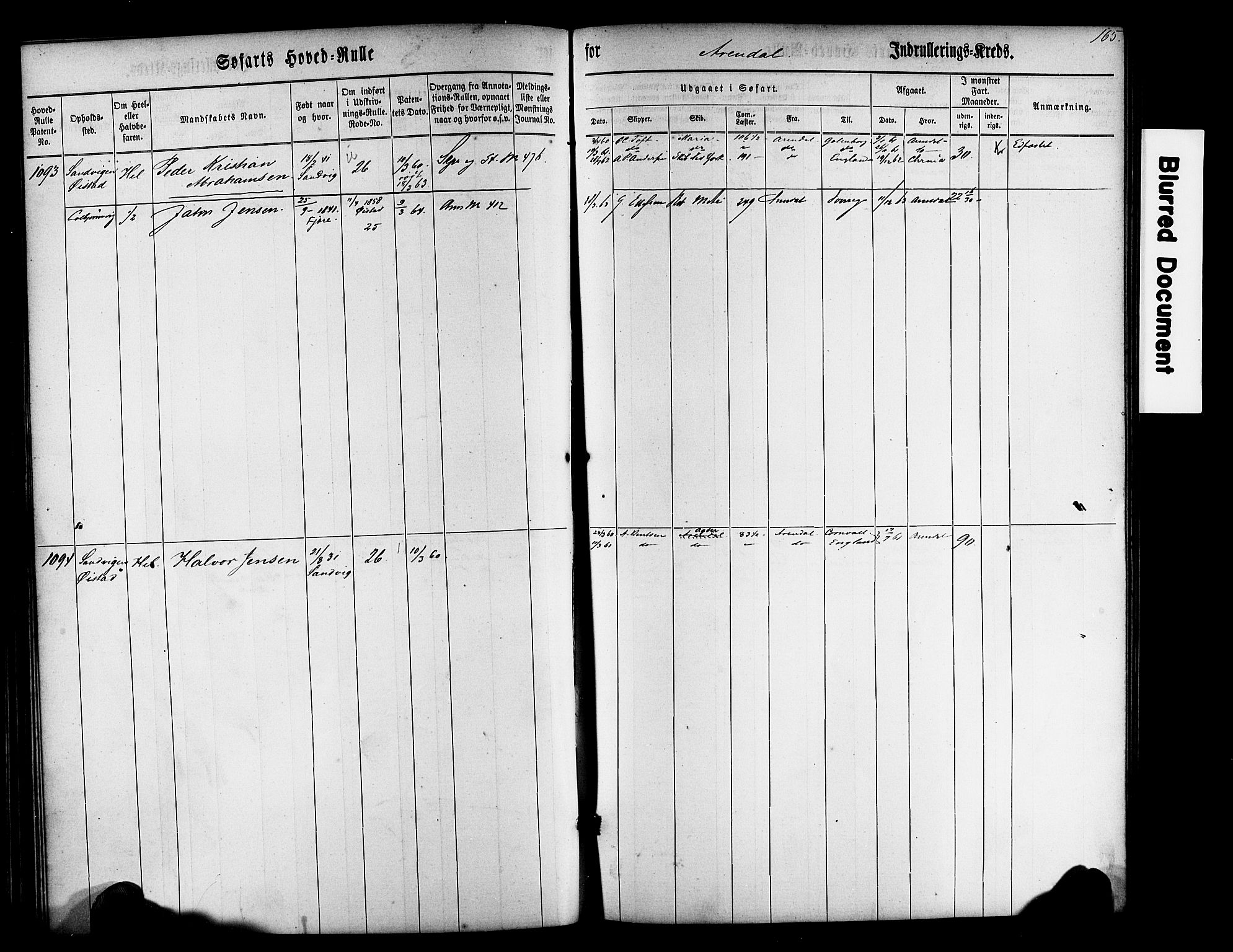 Arendal mønstringskrets, SAK/2031-0012/F/Fb/L0009: Hovedrulle nr 767-1532, S-7, 1857-1864, p. 167