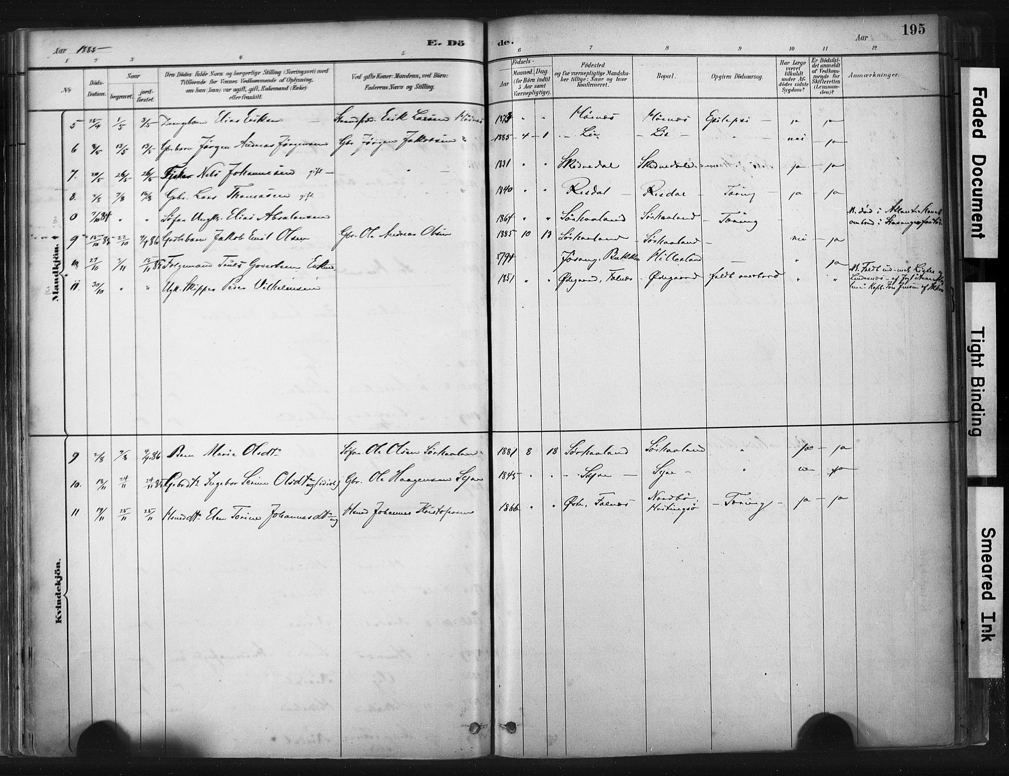 Skudenes sokneprestkontor, SAST/A -101849/H/Ha/Haa/L0009: Parish register (official) no. A 6, 1882-1912, p. 195