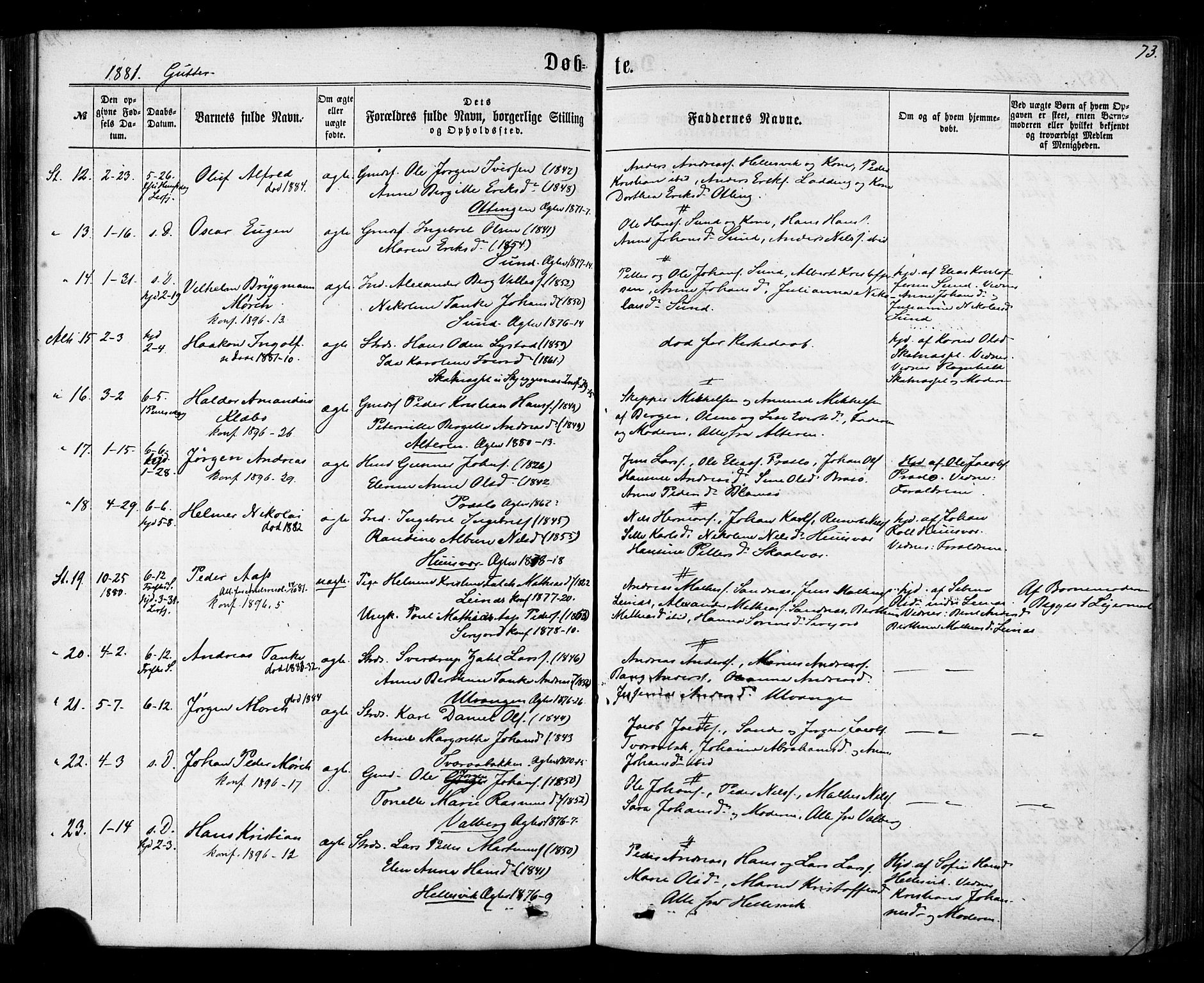 Ministerialprotokoller, klokkerbøker og fødselsregistre - Nordland, SAT/A-1459/830/L0449: Parish register (official) no. 830A13, 1866-1886, p. 73