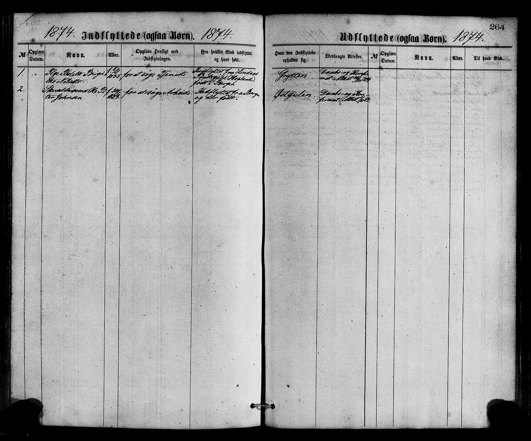 Gulen sokneprestembete, SAB/A-80201/H/Haa/Haaa/L0023: Parish register (official) no. A 23, 1870-1880, p. 264