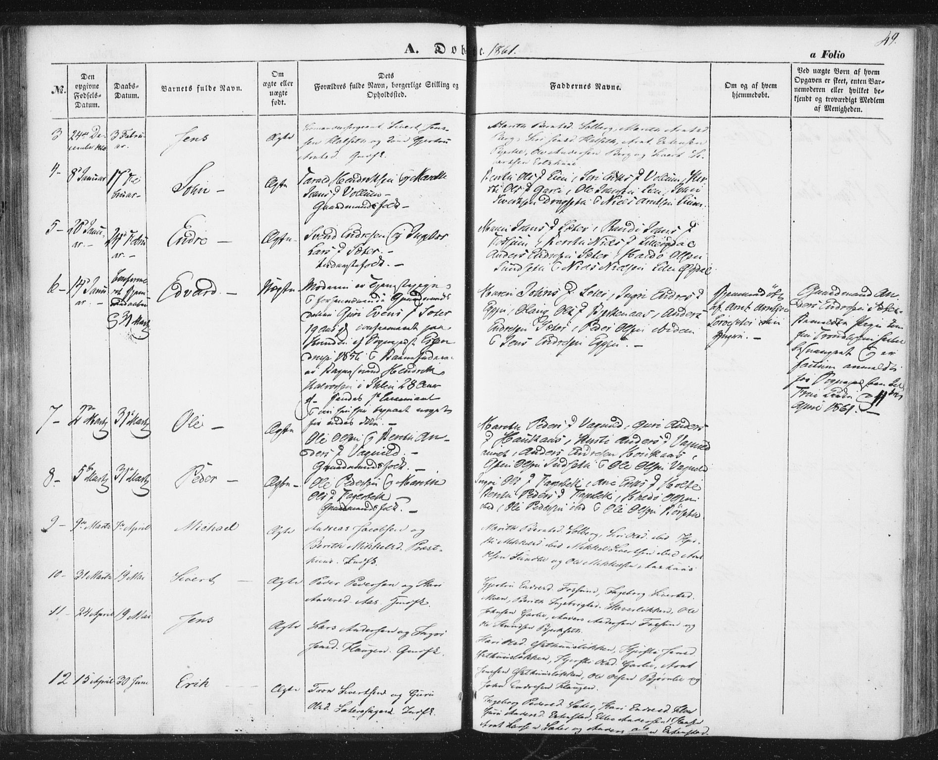 Ministerialprotokoller, klokkerbøker og fødselsregistre - Sør-Trøndelag, SAT/A-1456/689/L1038: Parish register (official) no. 689A03, 1848-1872, p. 49