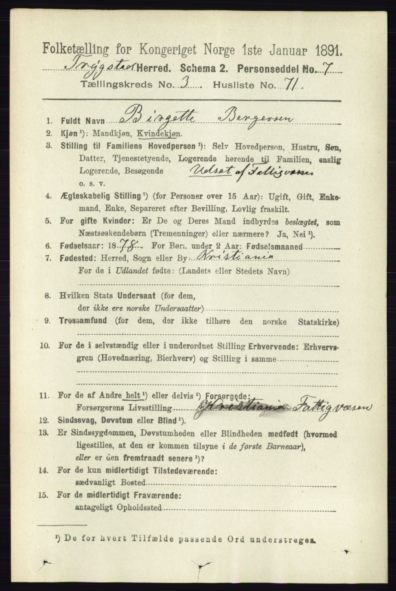 RA, 1891 Census for 0122 Trøgstad, 1891, p. 1503