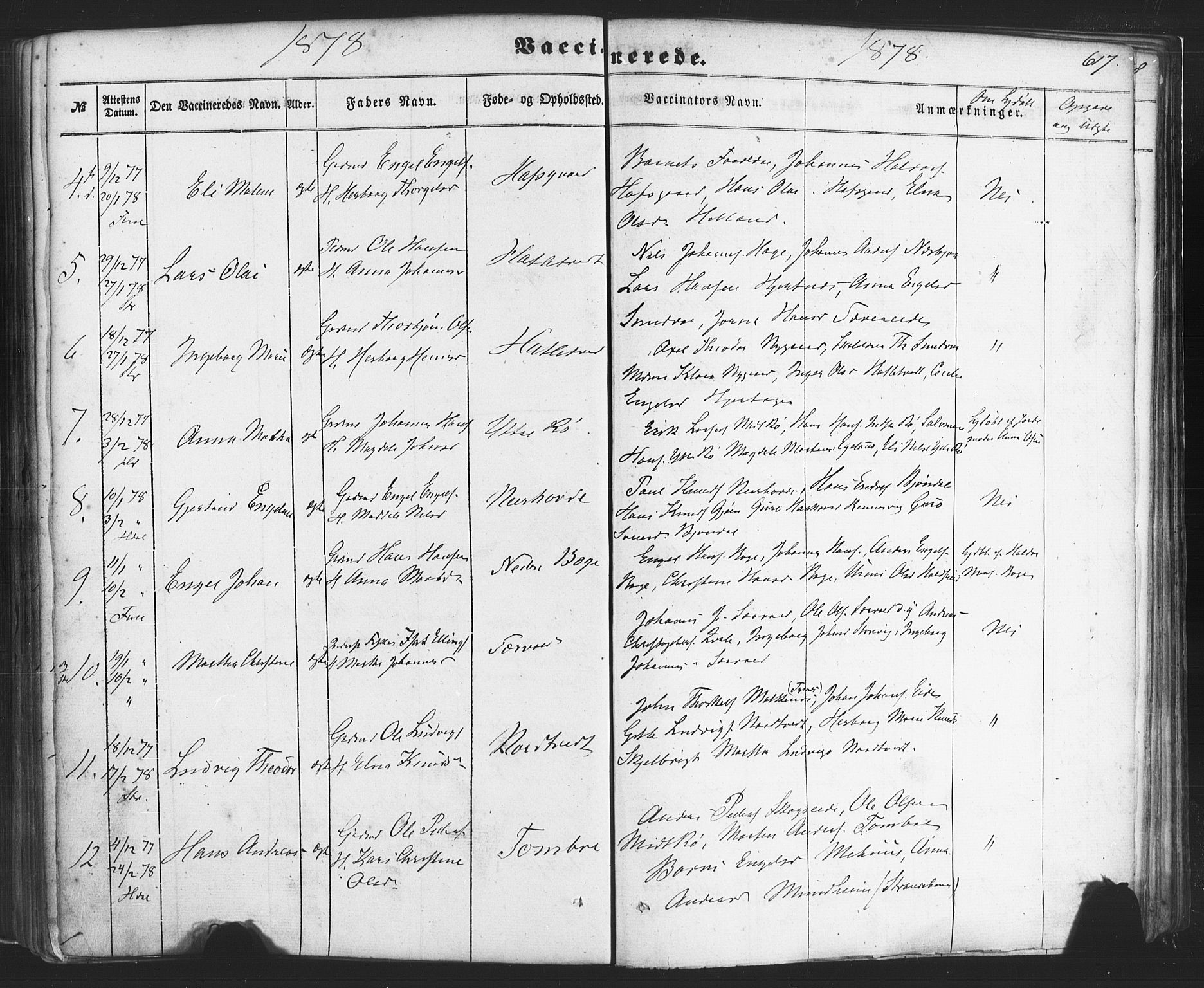 Fusa sokneprestembete, AV/SAB-A-75401/H/Haa: Parish register (official) no. A 1II, 1855-1879, p. 617