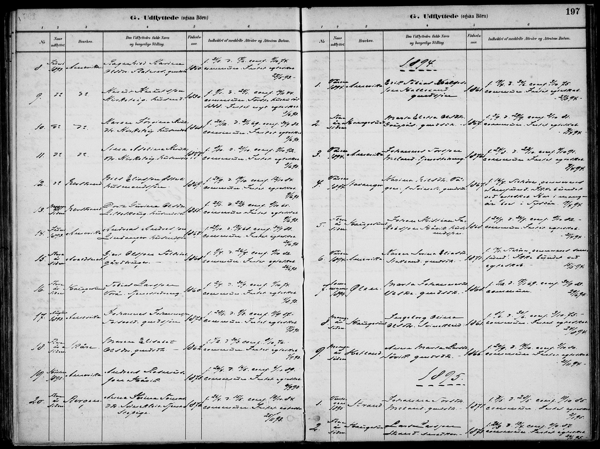 Skjold sokneprestkontor, SAST/A-101847/H/Ha/Haa/L0010: Parish register (official) no. A 10, 1882-1897, p. 197