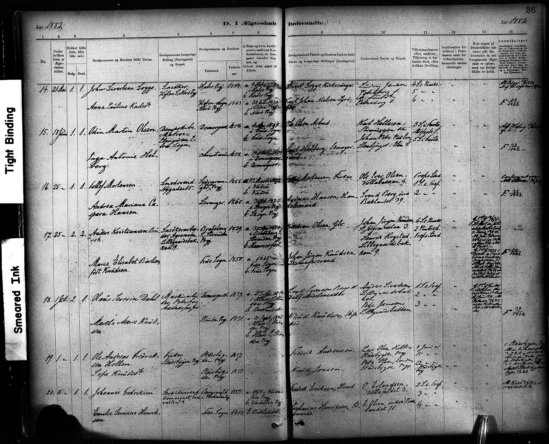 Ministerialprotokoller, klokkerbøker og fødselsregistre - Sør-Trøndelag, SAT/A-1456/604/L0189: Parish register (official) no. 604A10, 1878-1892, p. 36