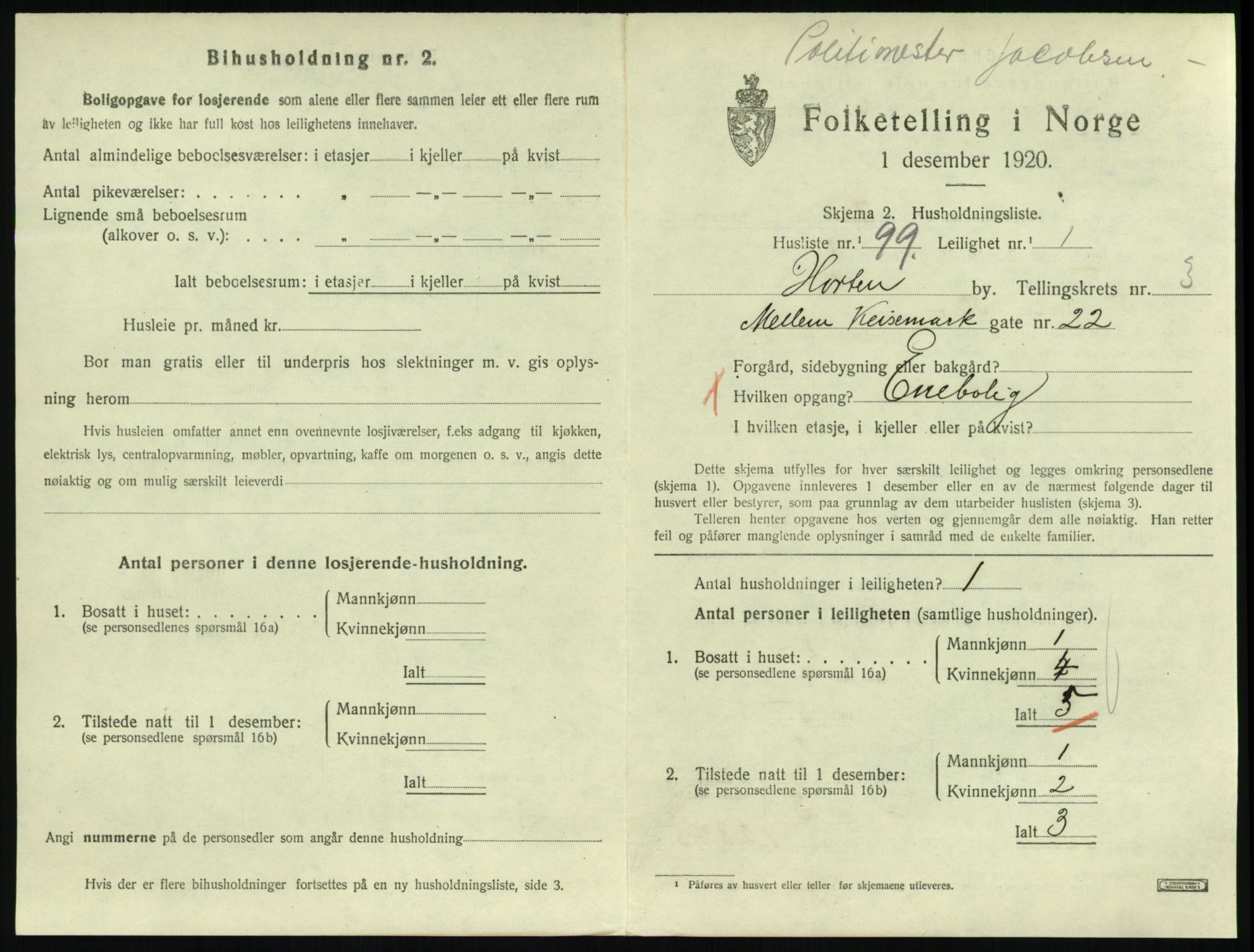 SAKO, 1920 census for Horten, 1920, p. 4463