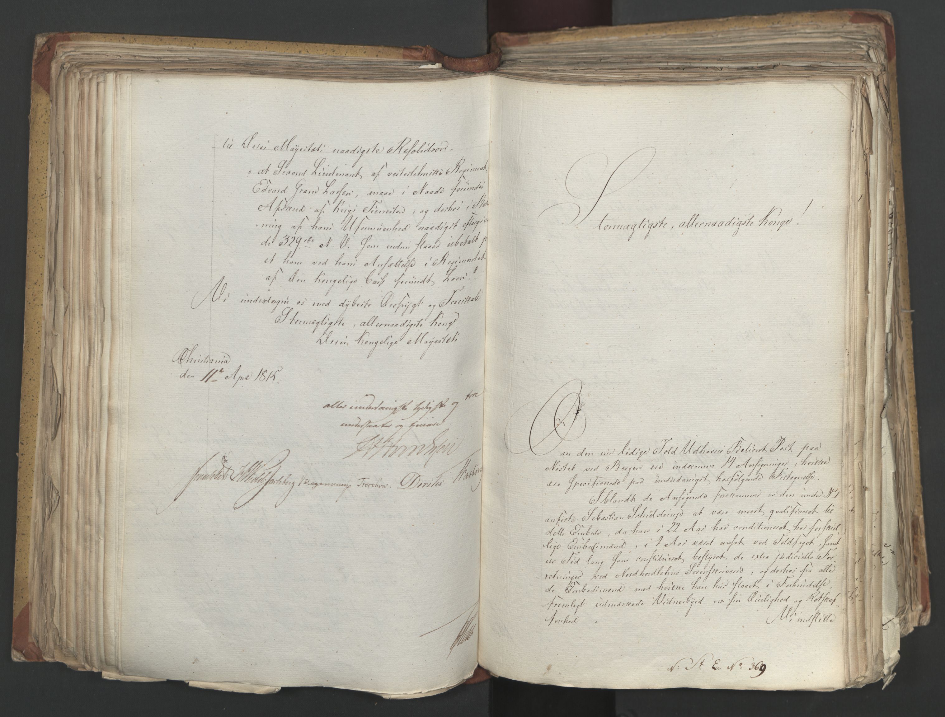 Statsrådsavdelingen i Stockholm, AV/RA-S-1003/D/Da/L0002: Regjeringsinnstillinger nr. 263-518, 1815, p. 218