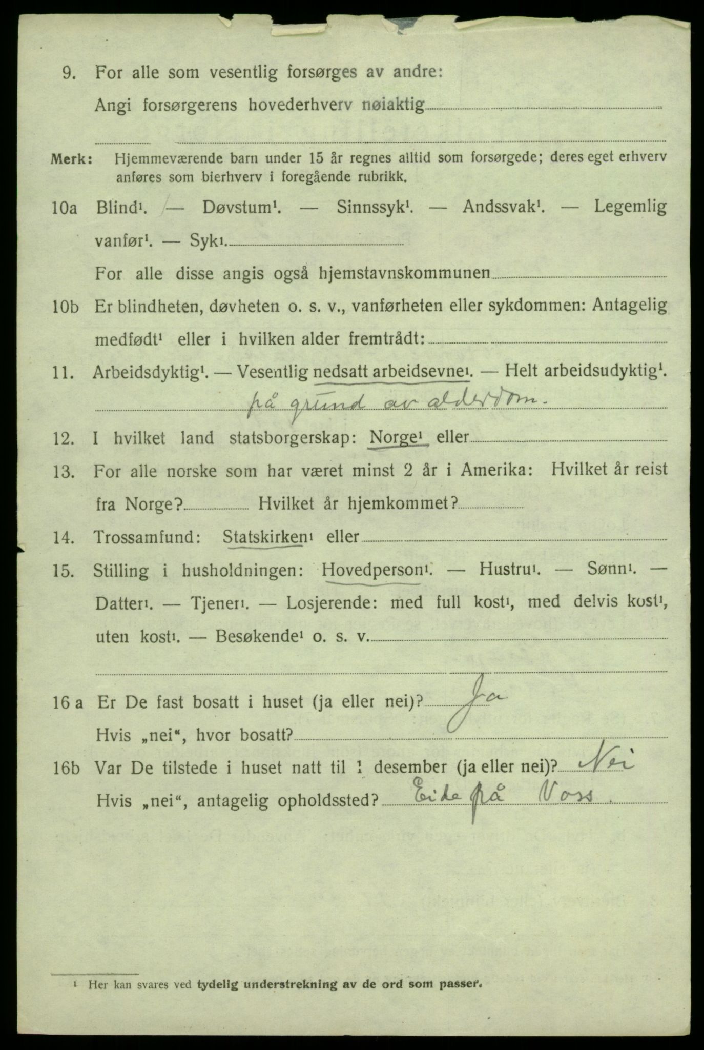 SAB, 1920 census for Granvin, 1920, p. 1173