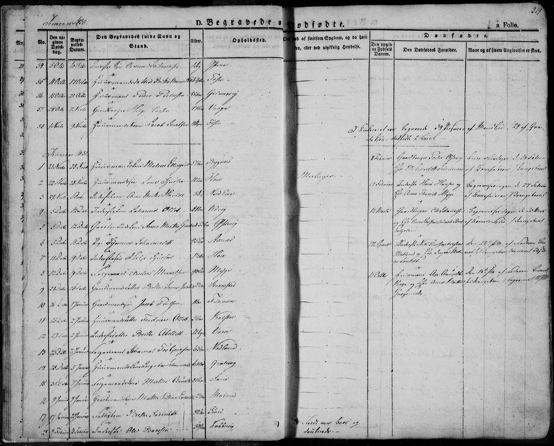 Avaldsnes sokneprestkontor, SAST/A -101851/H/Ha/Haa/L0005: Parish register (official) no. A 5.2, 1825-1841, p. 319