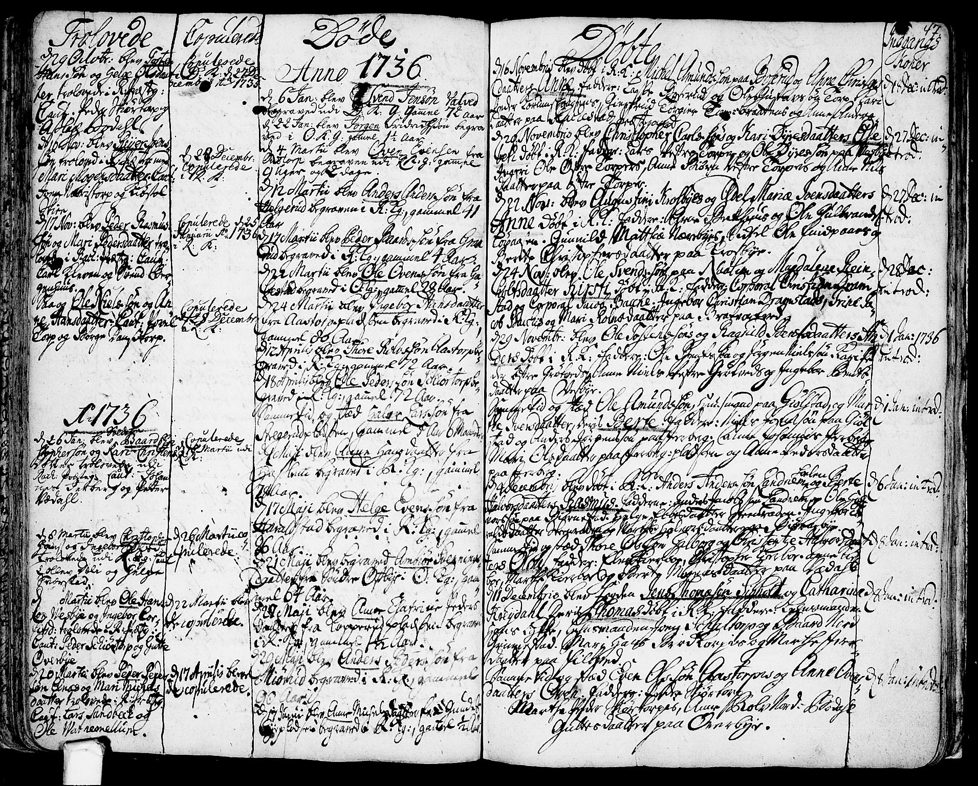 Rakkestad prestekontor Kirkebøker, AV/SAO-A-2008/F/Fa/L0001: Parish register (official) no. I 1, 1722-1740, p. 47