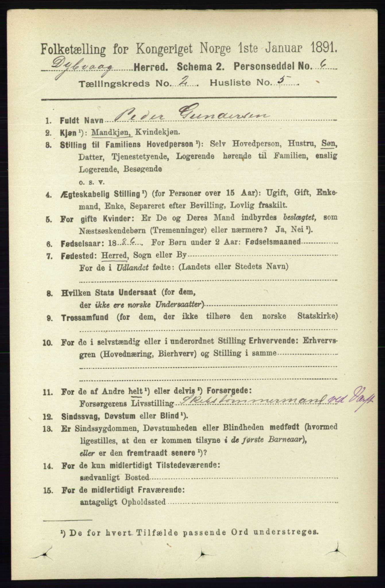 RA, 1891 census for 0915 Dypvåg, 1891, p. 547