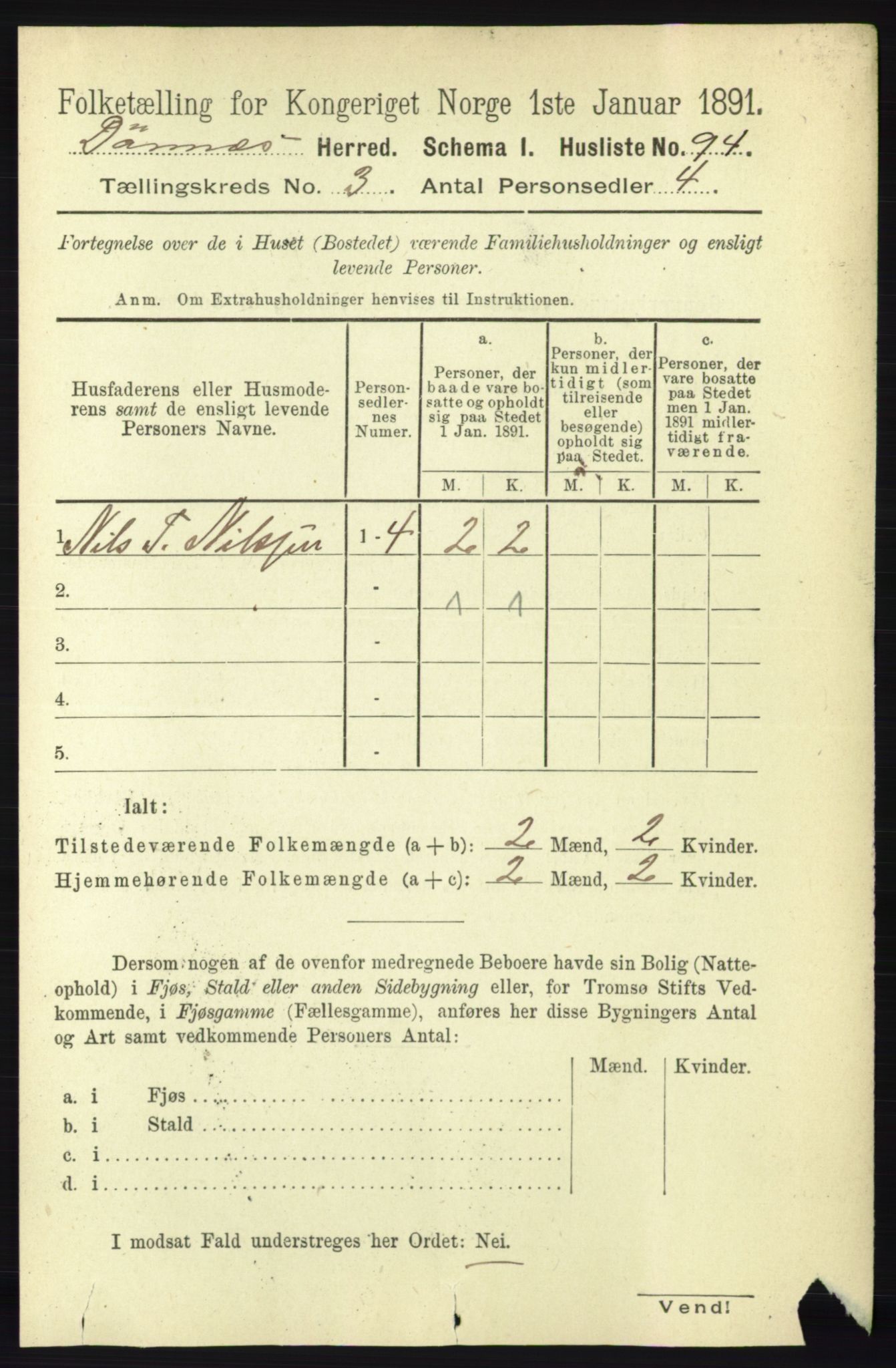 RA, 1891 census for 1827 Dønnes, 1891, p. 1252