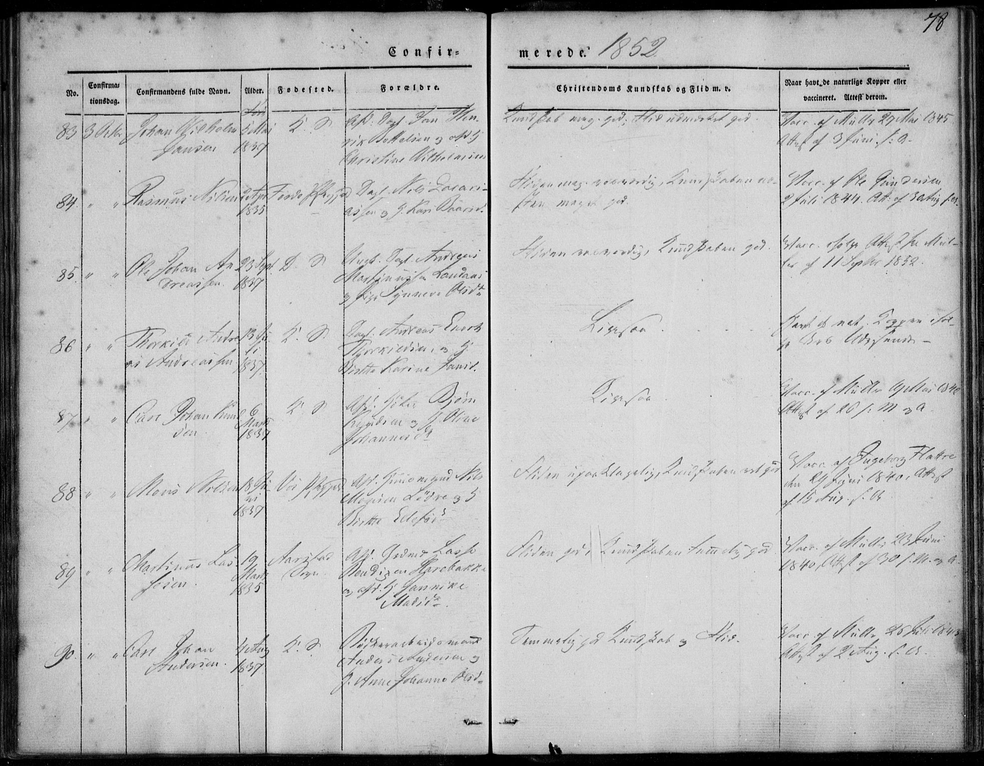Korskirken sokneprestembete, SAB/A-76101/H/Haa/L0026: Parish register (official) no. C 2, 1842-1854, p. 78