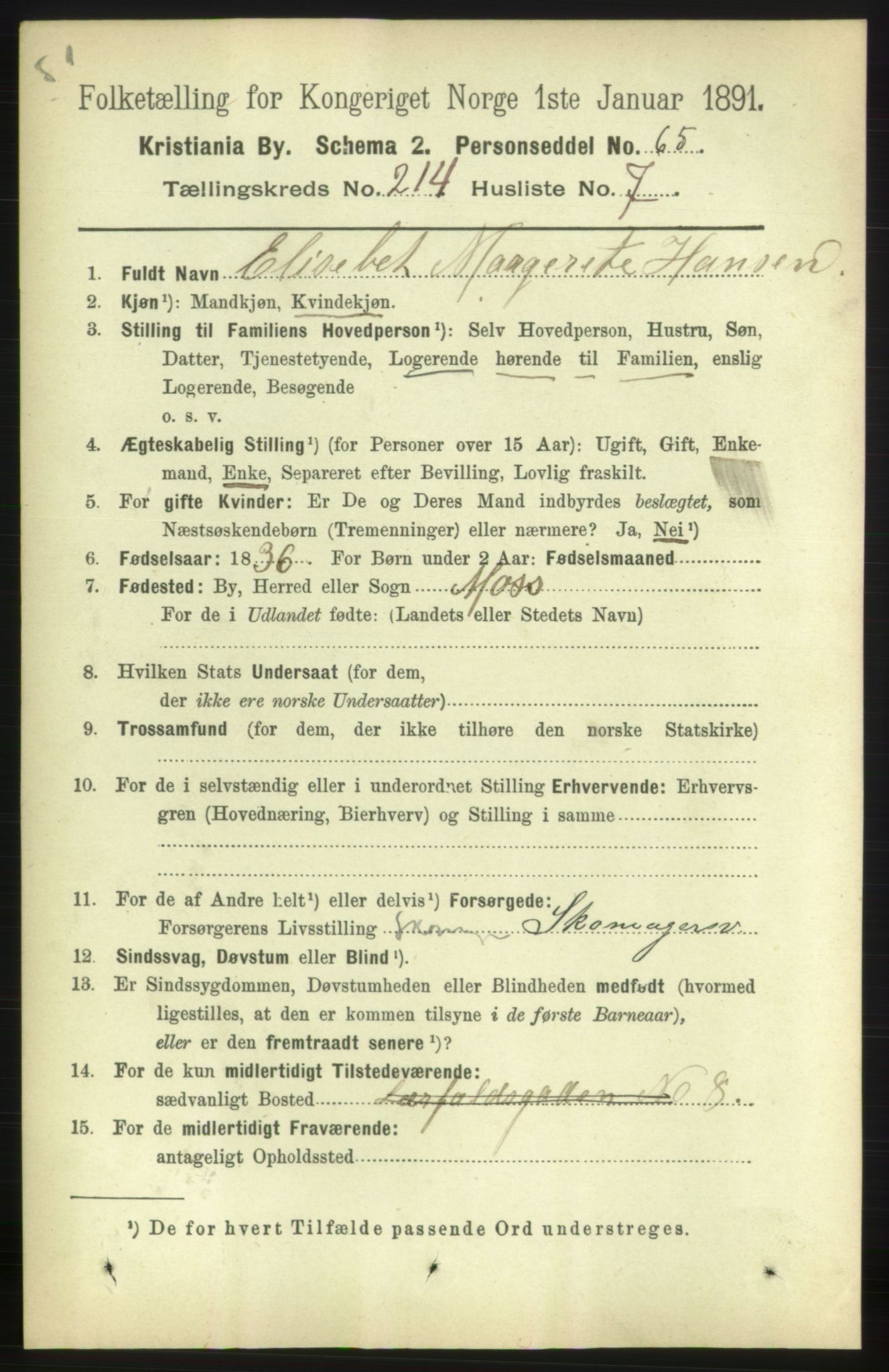 RA, 1891 census for 0301 Kristiania, 1891, p. 127581