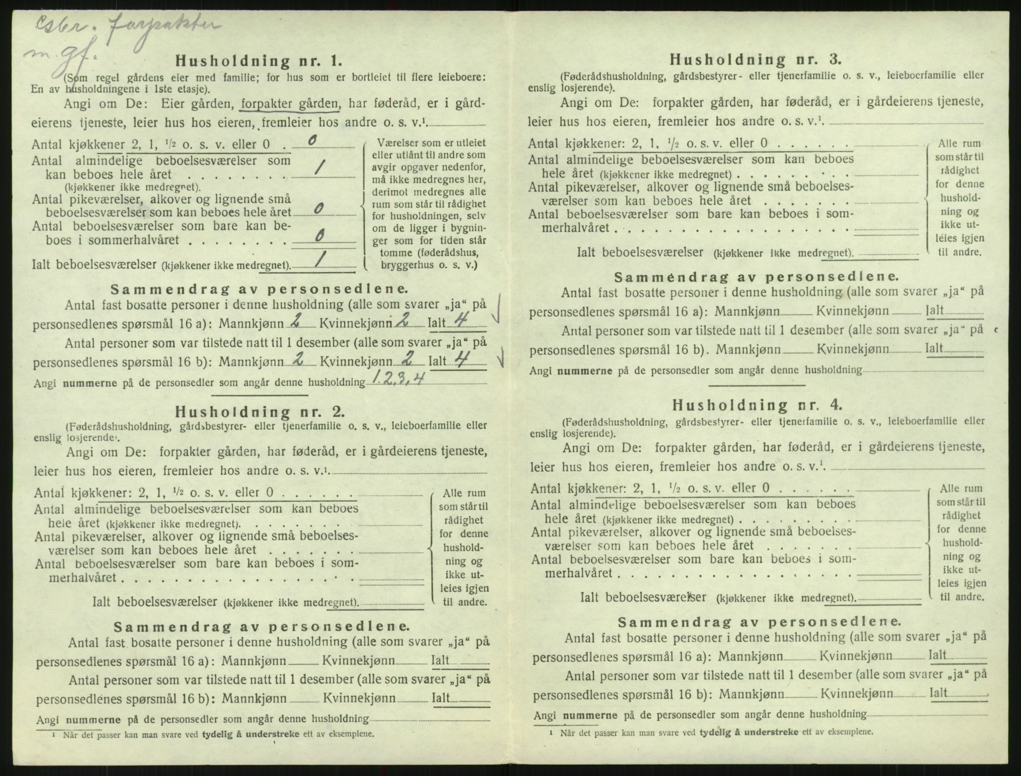 SAK, 1920 census for Bykle, 1920, p. 180