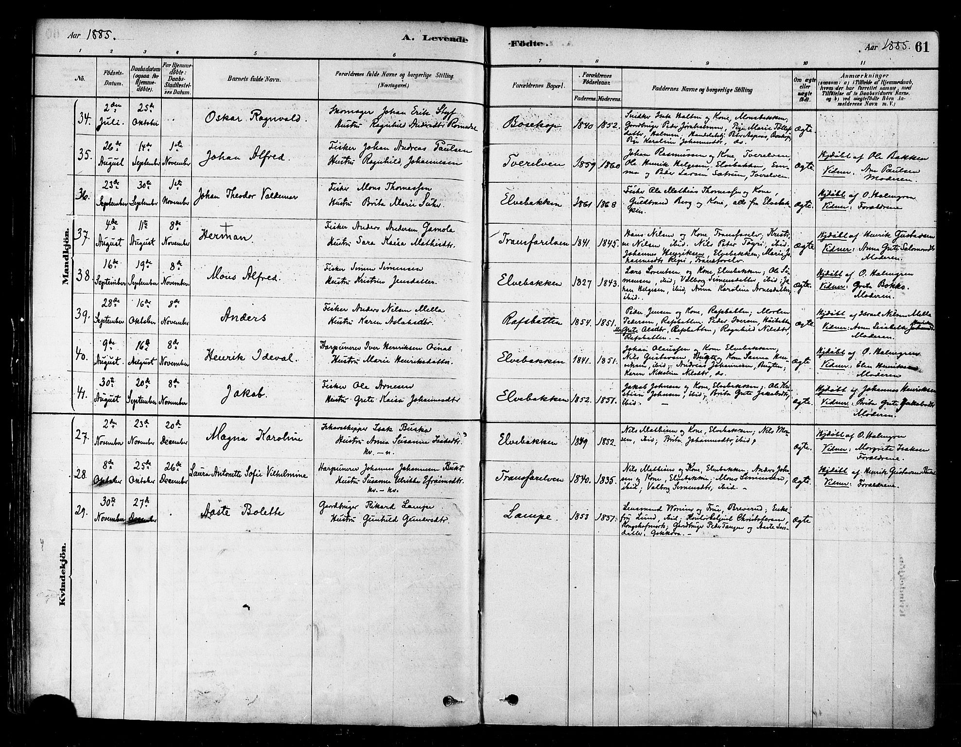 Alta sokneprestkontor, SATØ/S-1338/H/Ha/L0002.kirke: Parish register (official) no. 2, 1879-1892, p. 61