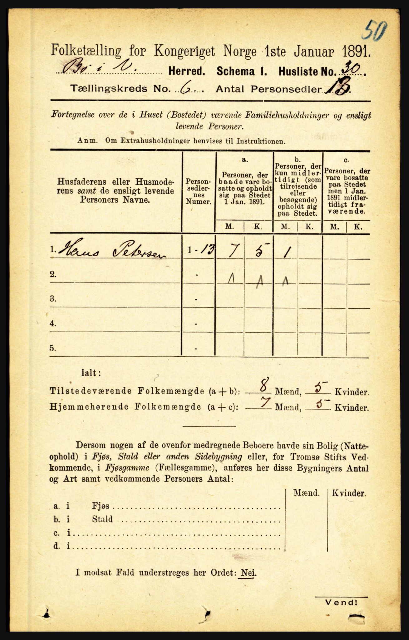 RA, 1891 census for 1867 Bø, 1891, p. 2144