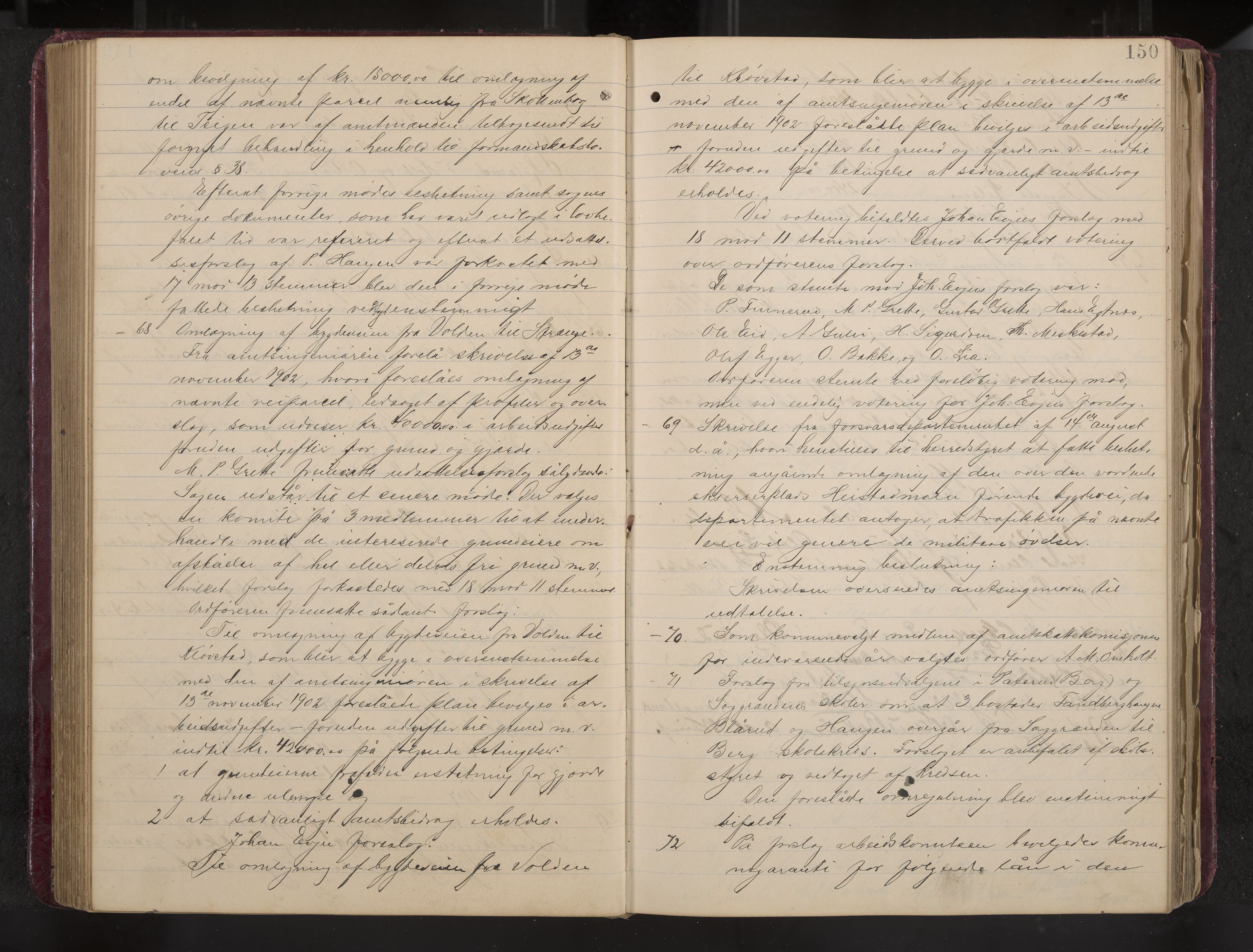 Ytre Sandsvær formannskap og sentraladministrasjon, IKAK/0629021/A/Aa/L0001: Møtebok med register, 1902-1919, p. 150