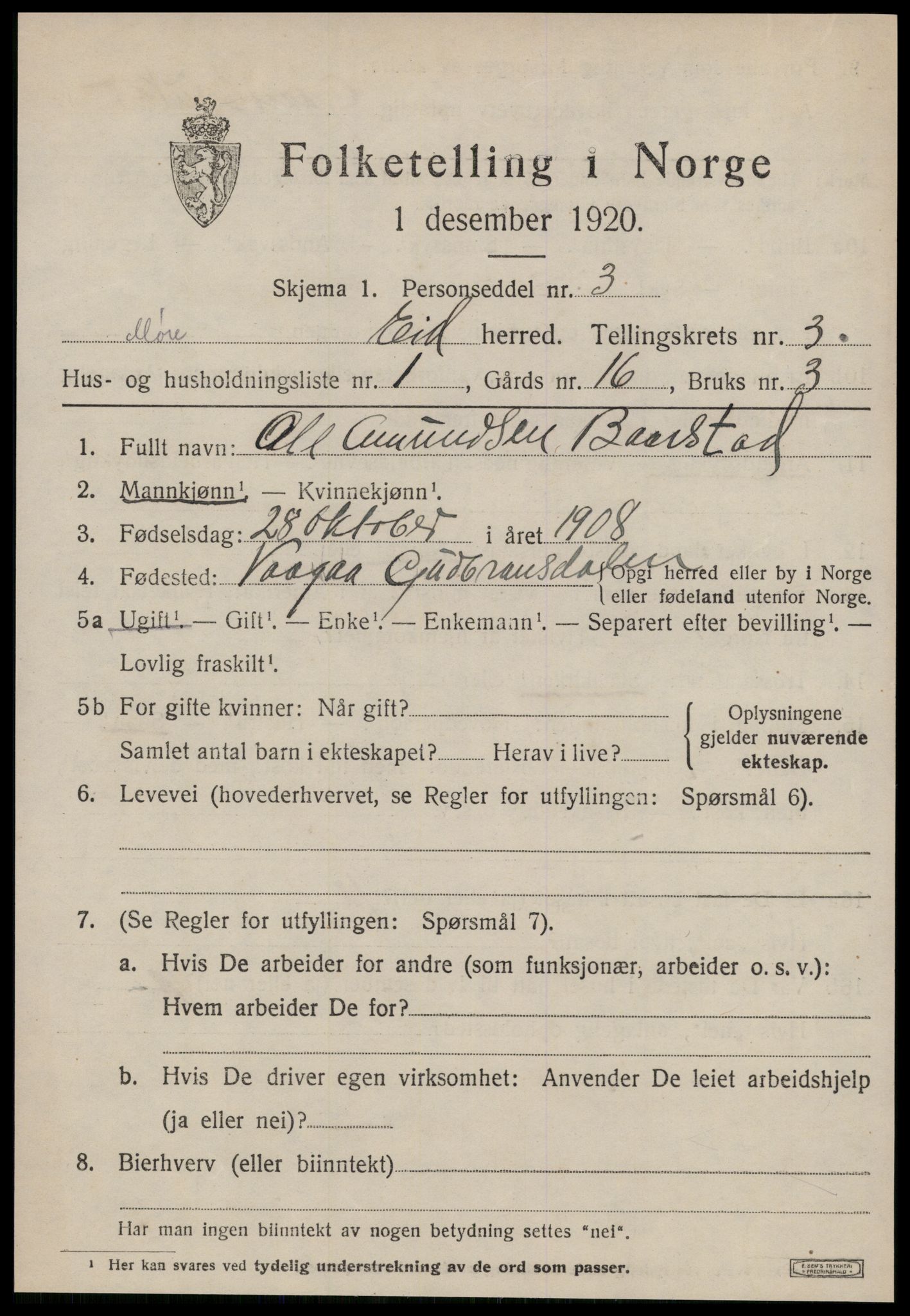 SAT, 1920 census for Eid, 1920, p. 727