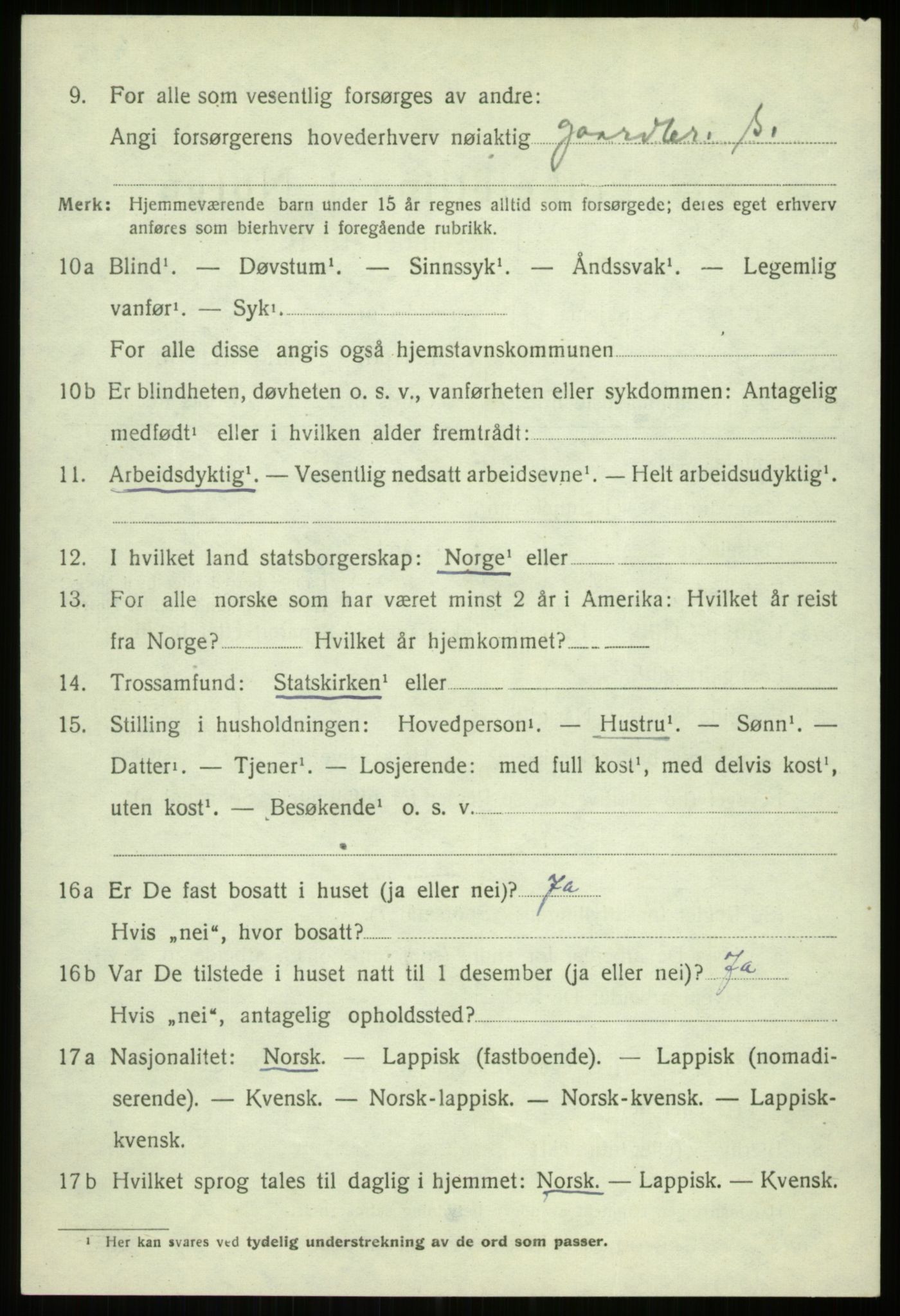 SATØ, 1920 census for Trondenes, 1920, p. 9256