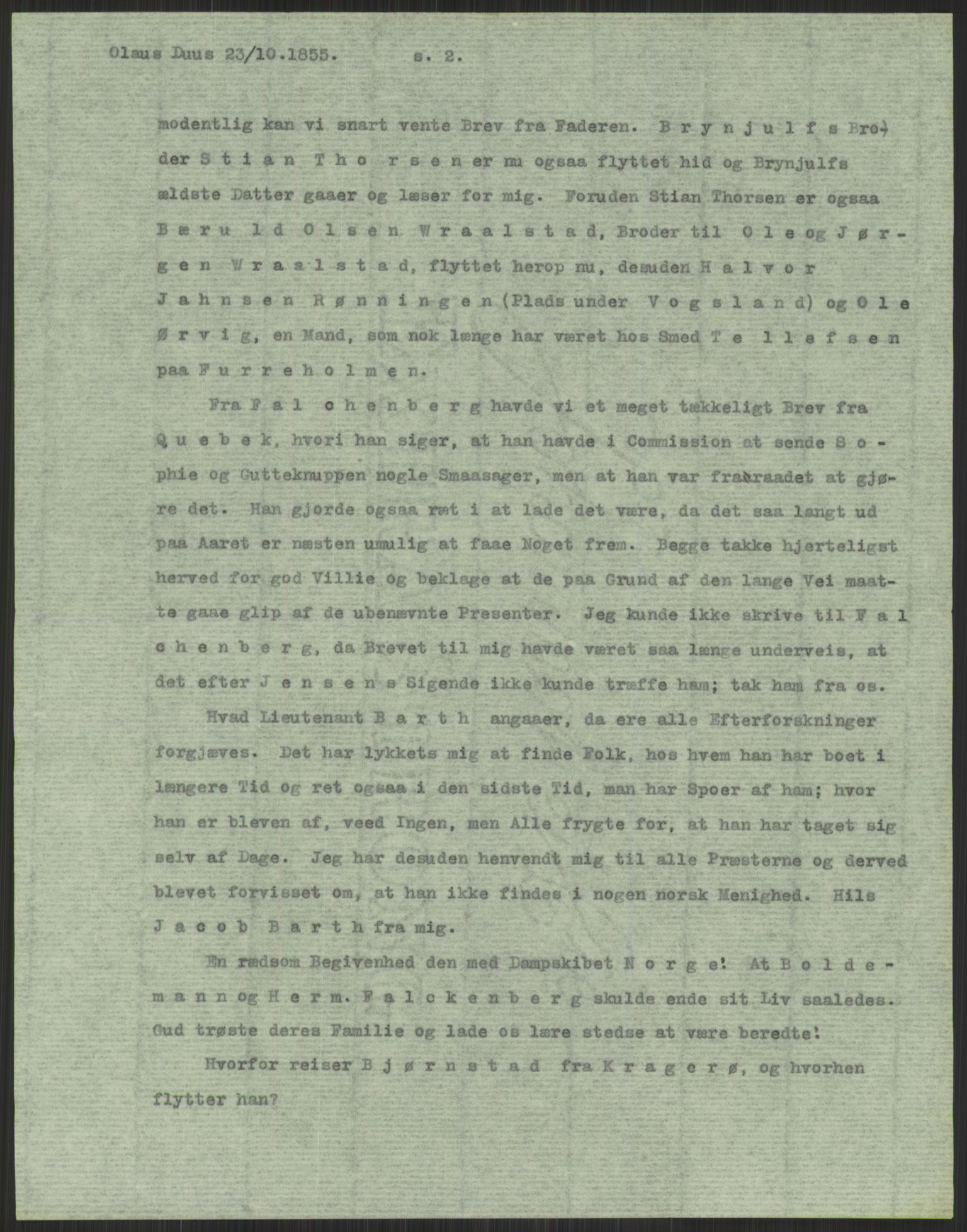 Samlinger til kildeutgivelse, Amerikabrevene, RA/EA-4057/F/L0022: Innlån fra Vestfold. Innlån fra Telemark: Bratås - Duus, 1838-1914, p. 257