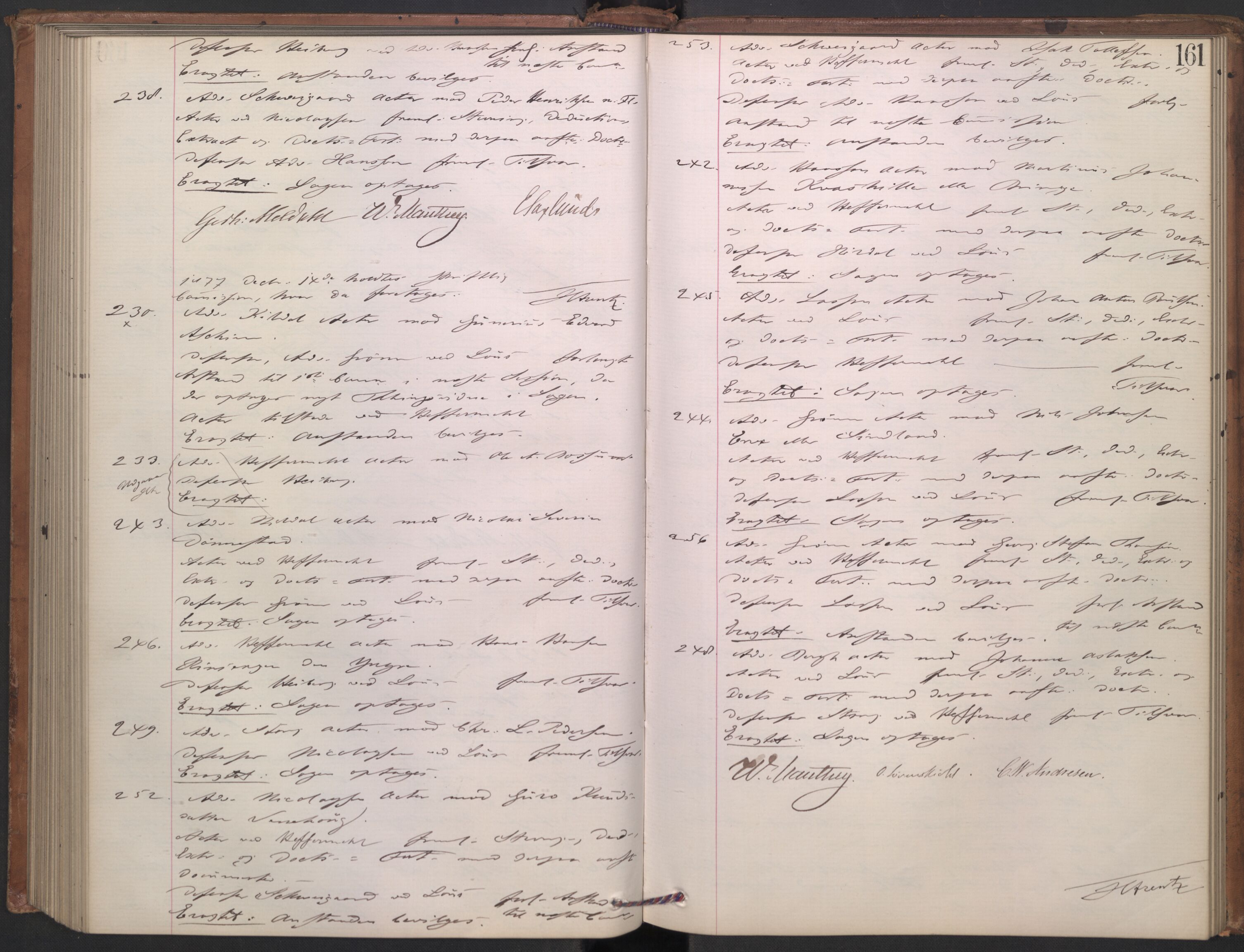 Høyesterett, AV/RA-S-1002/E/Ef/L0013: Protokoll over saker som gikk til skriftlig behandling, 1873-1879, p. 160b-161a