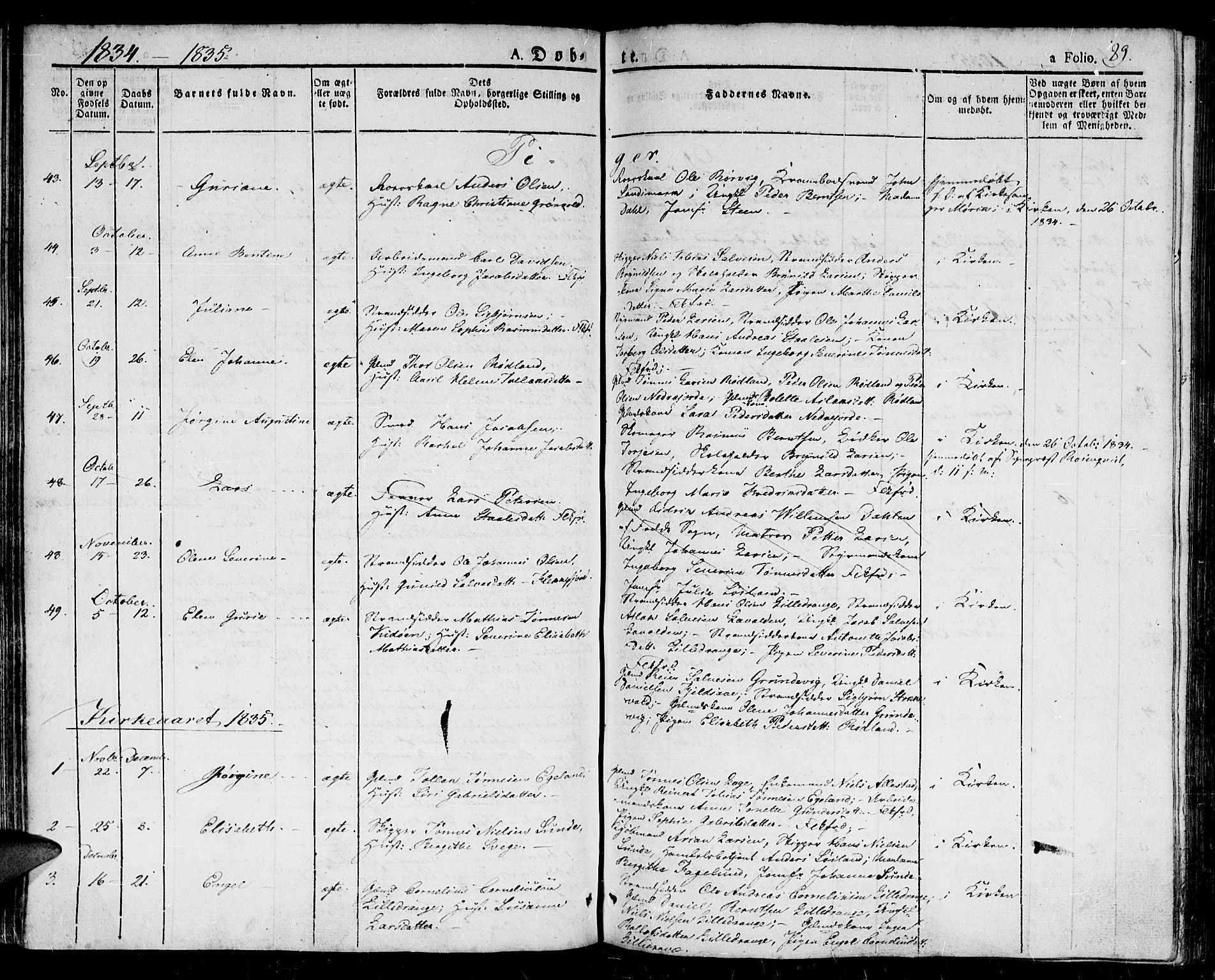 Flekkefjord sokneprestkontor, SAK/1111-0012/F/Fb/Fbc/L0004: Parish register (copy) no. B 4, 1827-1846, p. 89