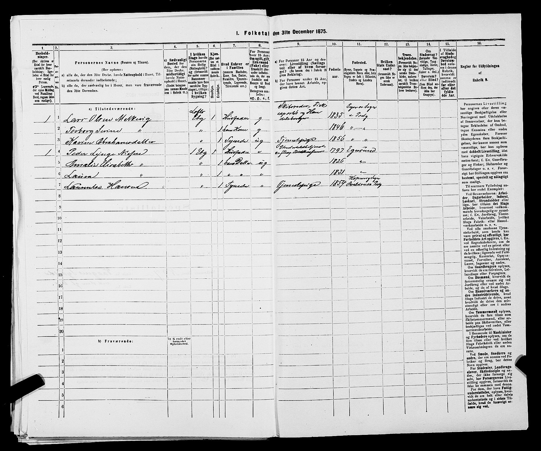 SAST, 1875 census for 1105B Avaldsnes/Kopervik, 1875, p. 136