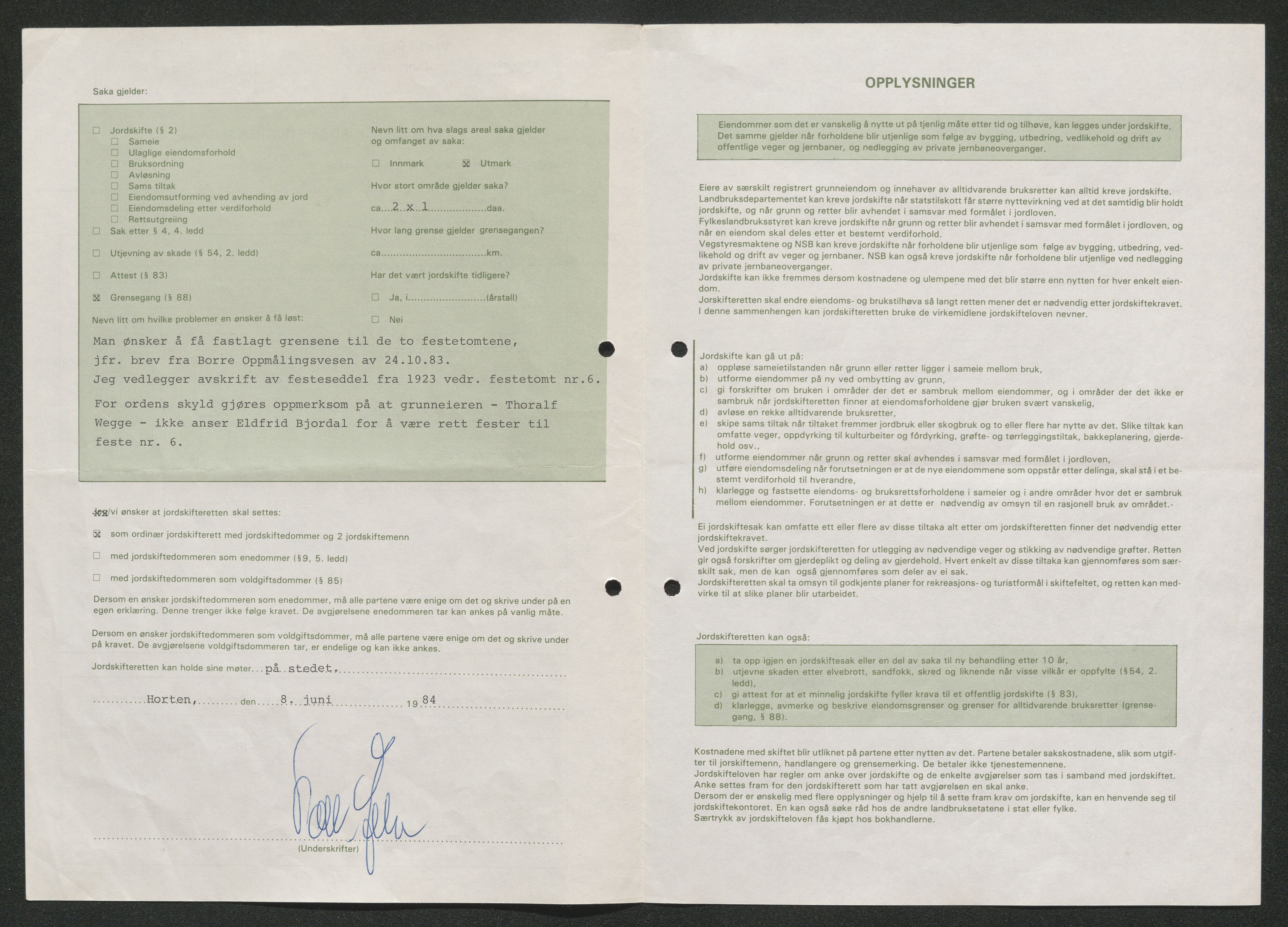 Vestfold jordskifterett, SAKO/A-1152/G/Gb/L0021/0004: Horten, gnr. 72-108 / Gårdsnr. 108: Sak 0700-1984-0020, 1986-1989, p. 6