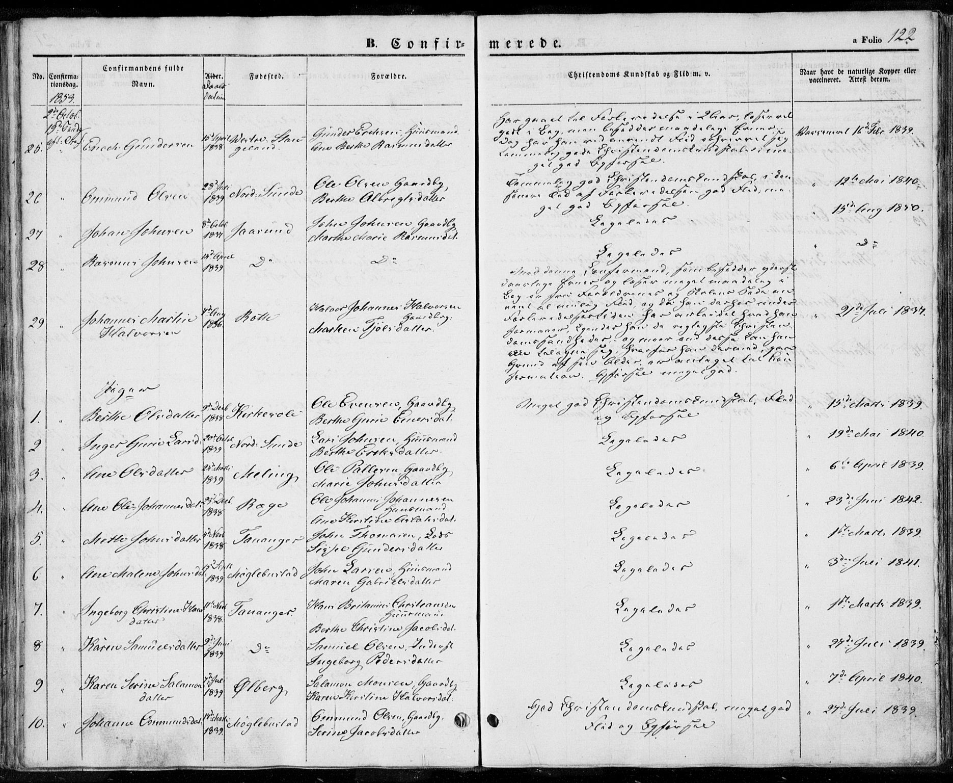 Håland sokneprestkontor, AV/SAST-A-101802/001/30BA/L0006: Parish register (official) no. A 6, 1842-1853, p. 122