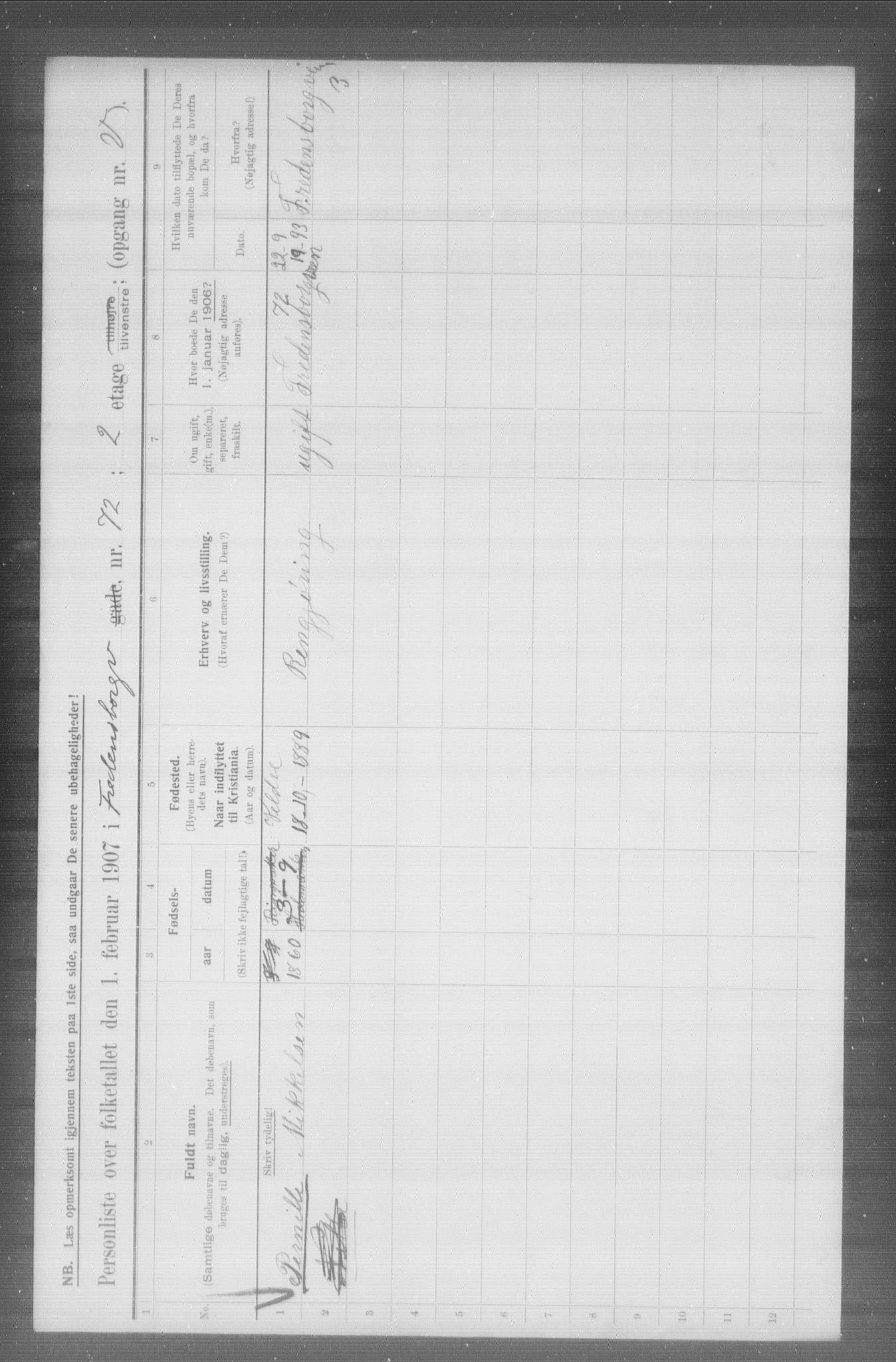 OBA, Municipal Census 1907 for Kristiania, 1907, p. 13500