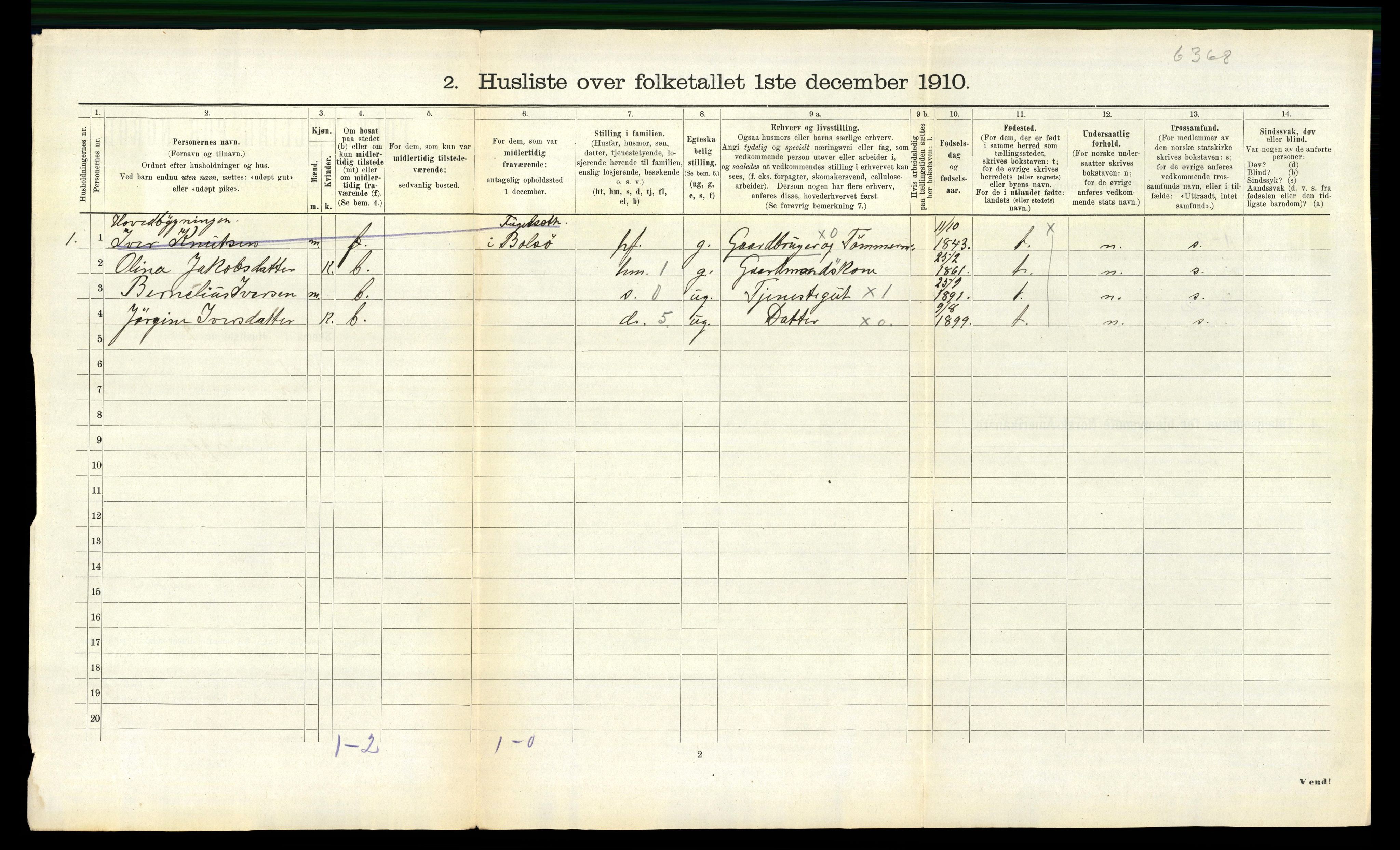 RA, 1910 census for Veøy, 1910, p. 119