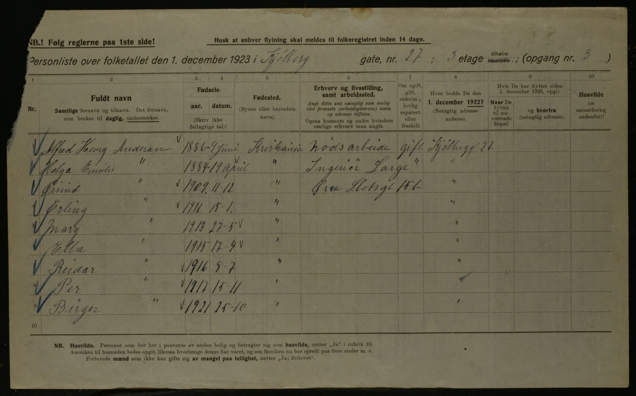 OBA, Municipal Census 1923 for Kristiania, 1923, p. 58214