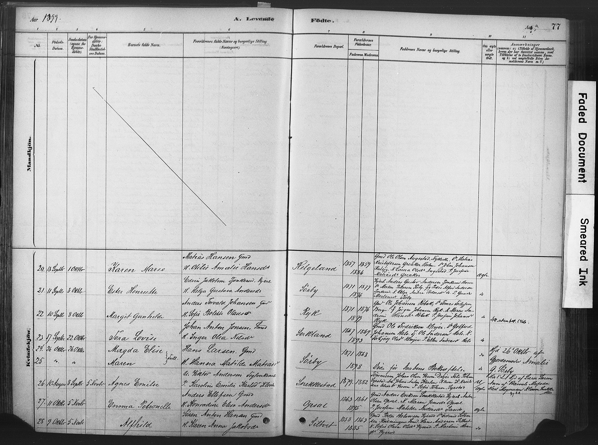 Våle kirkebøker, SAKO/A-334/F/Fa/L0011: Parish register (official) no. I 11, 1878-1906, p. 77