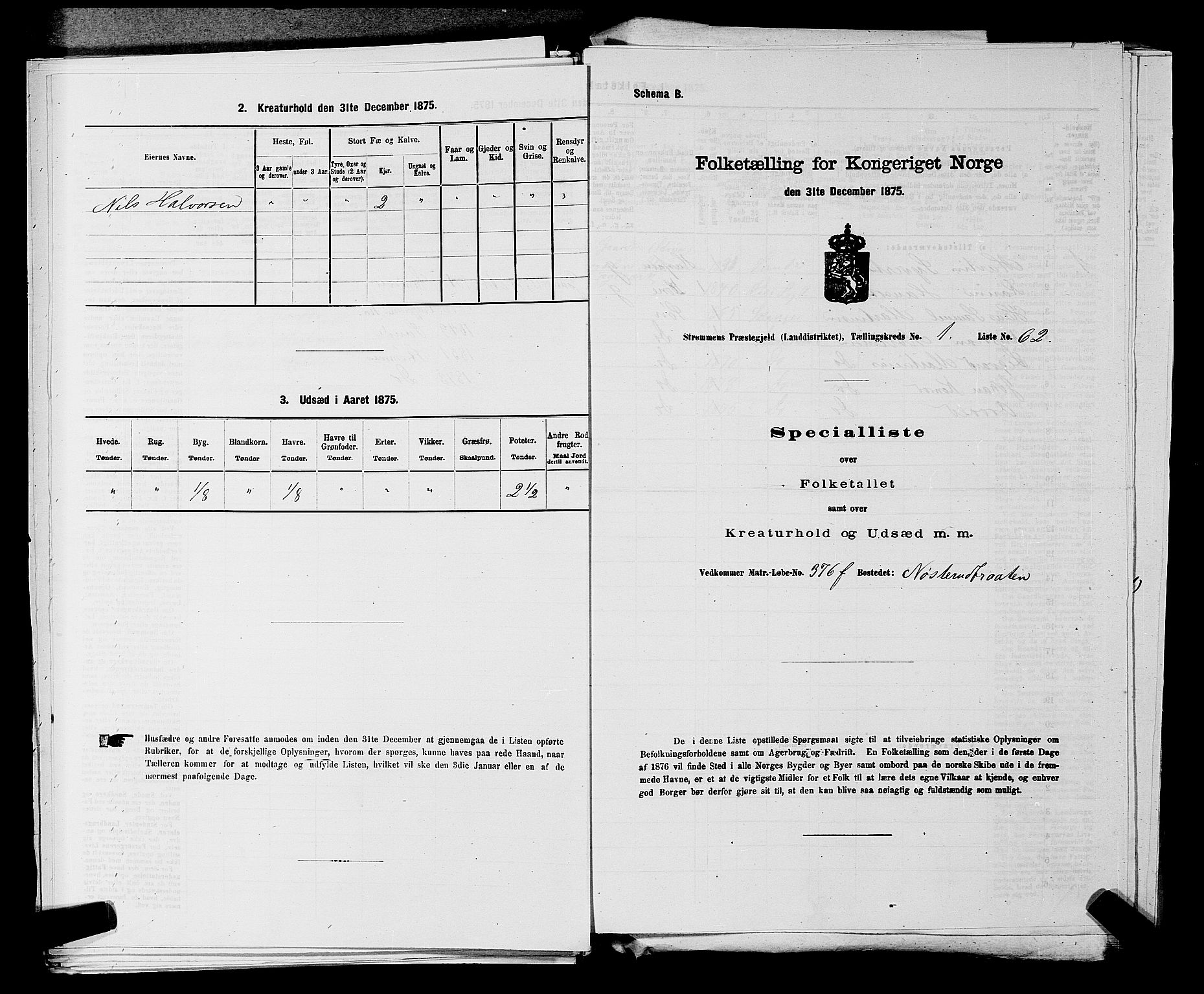 SAKO, 1875 census for 0711L Strømm/Strømm, 1875, p. 160