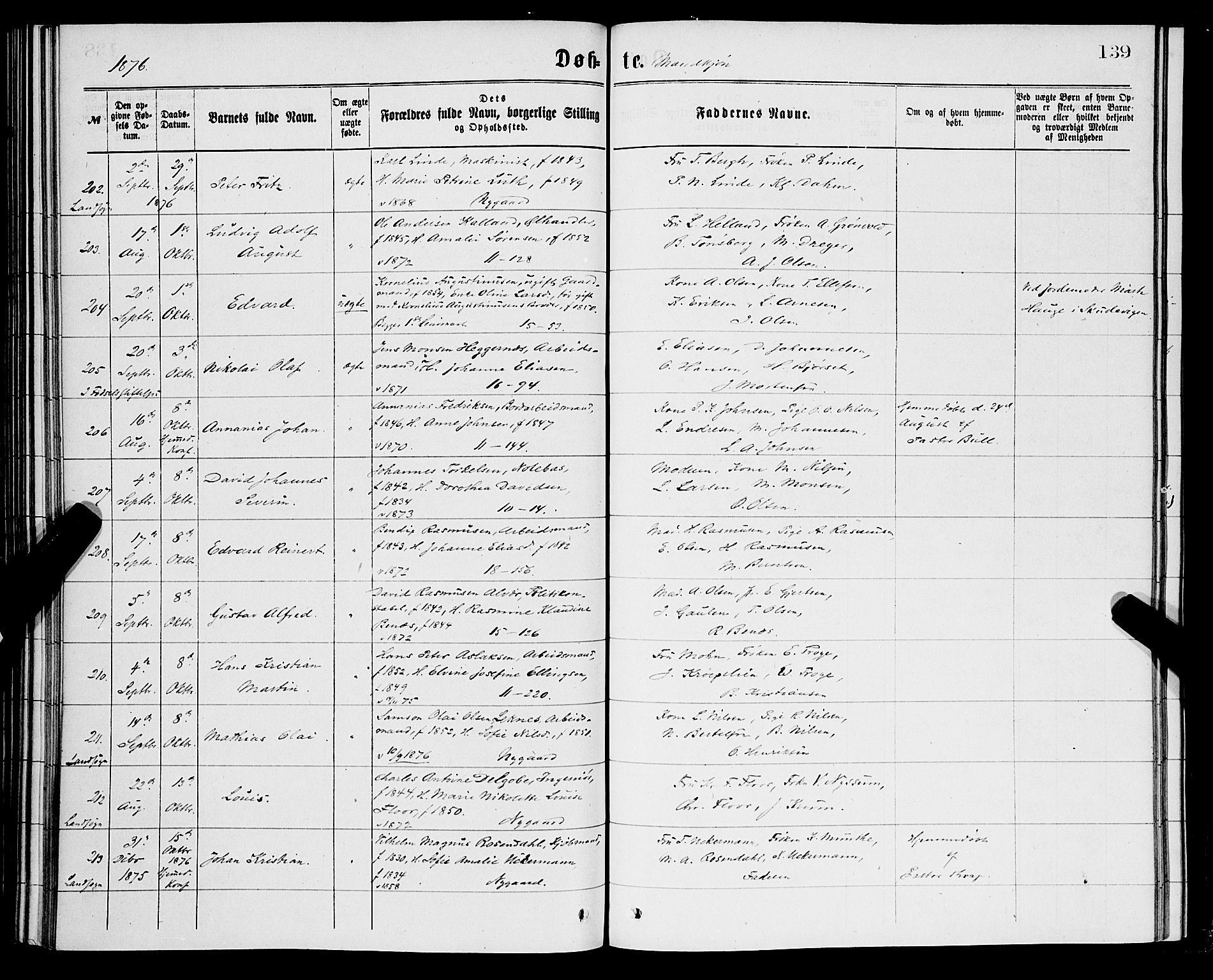 Domkirken sokneprestembete, SAB/A-74801/H/Hab/L0013: Parish register (copy) no. B 6, 1869-1876, p. 139