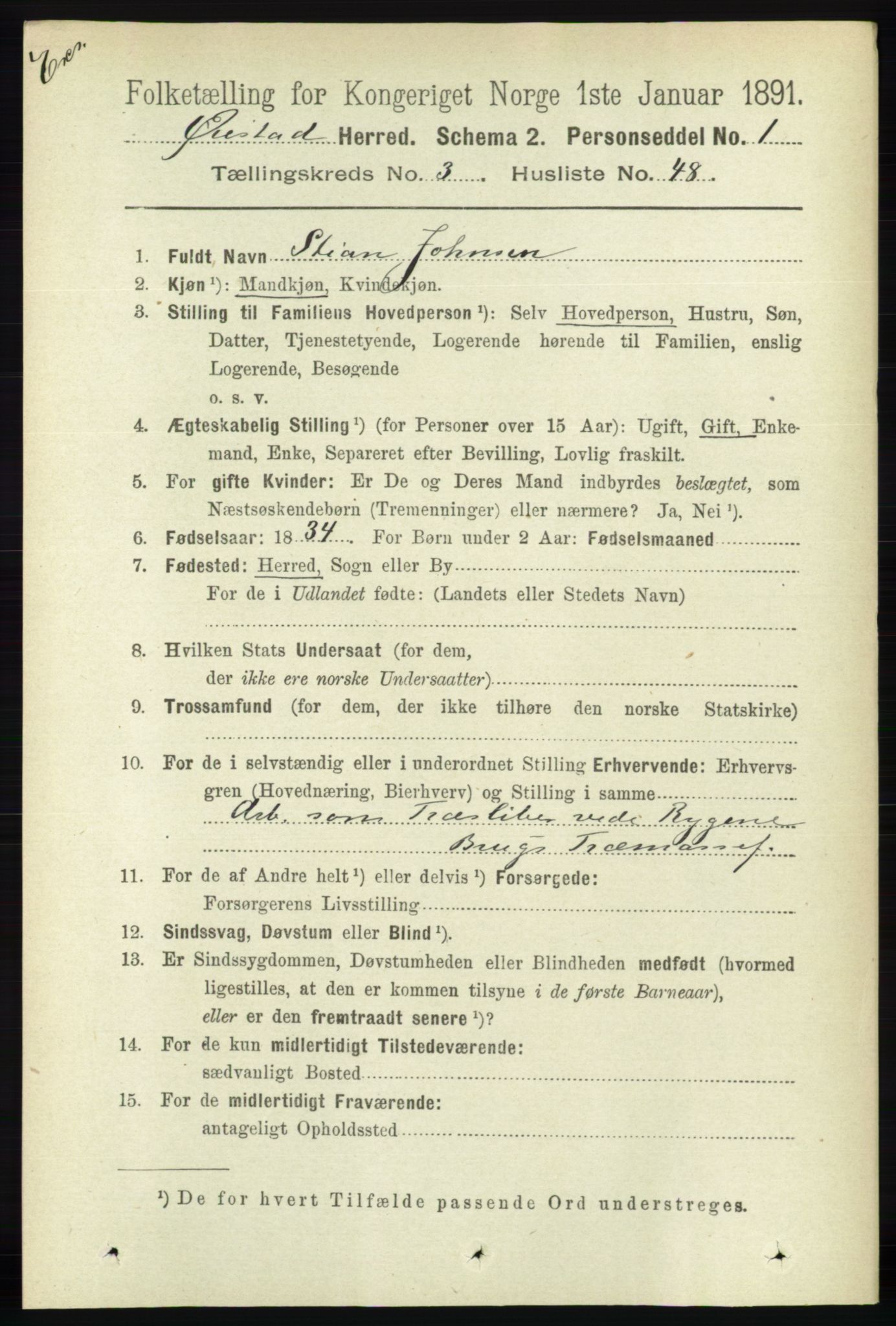 RA, Census 1891 for Nedenes amt: Gjenparter av personsedler for beslektede ektefeller, menn, 1891, p. 631