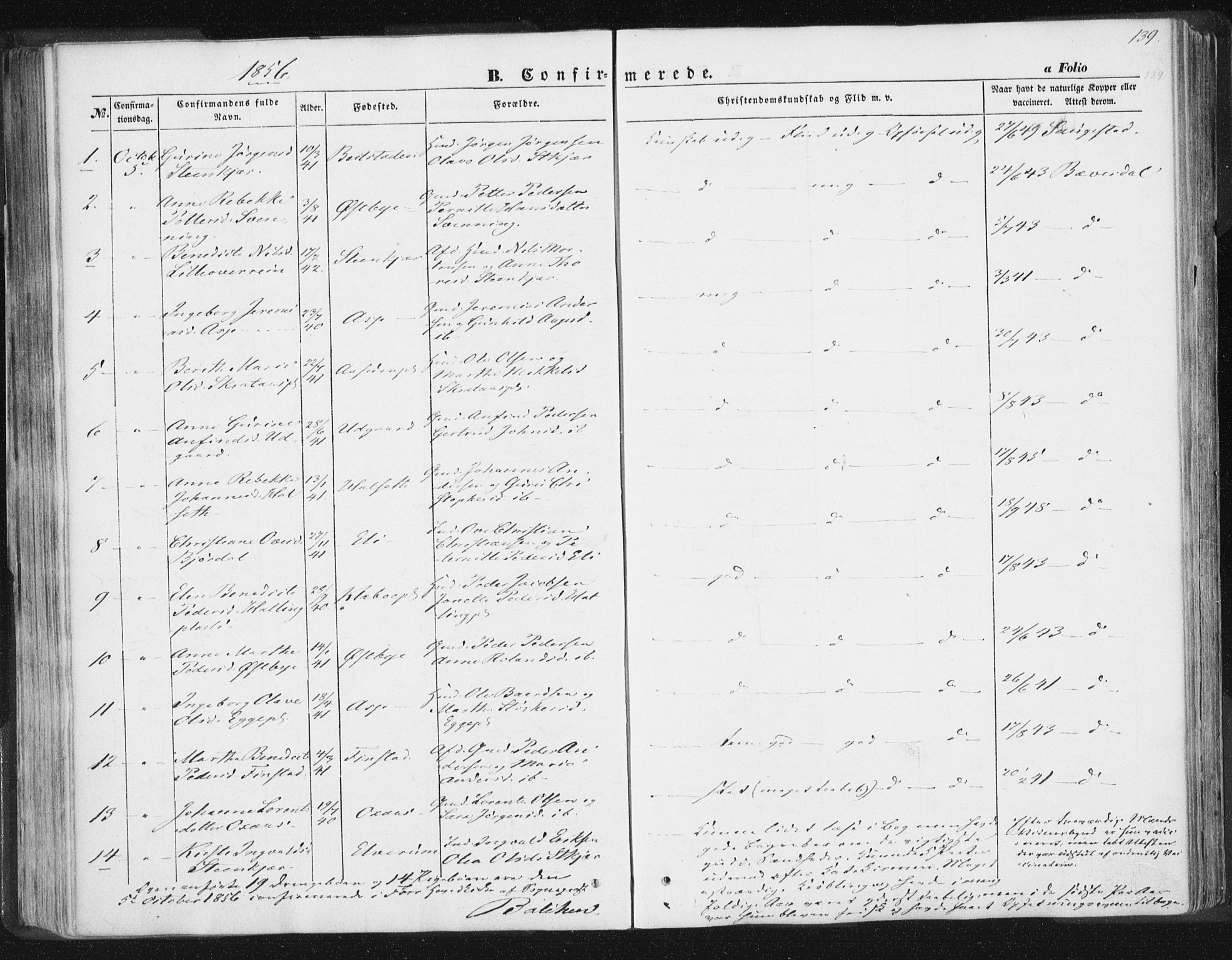 Ministerialprotokoller, klokkerbøker og fødselsregistre - Nord-Trøndelag, AV/SAT-A-1458/746/L0446: Parish register (official) no. 746A05, 1846-1859, p. 139