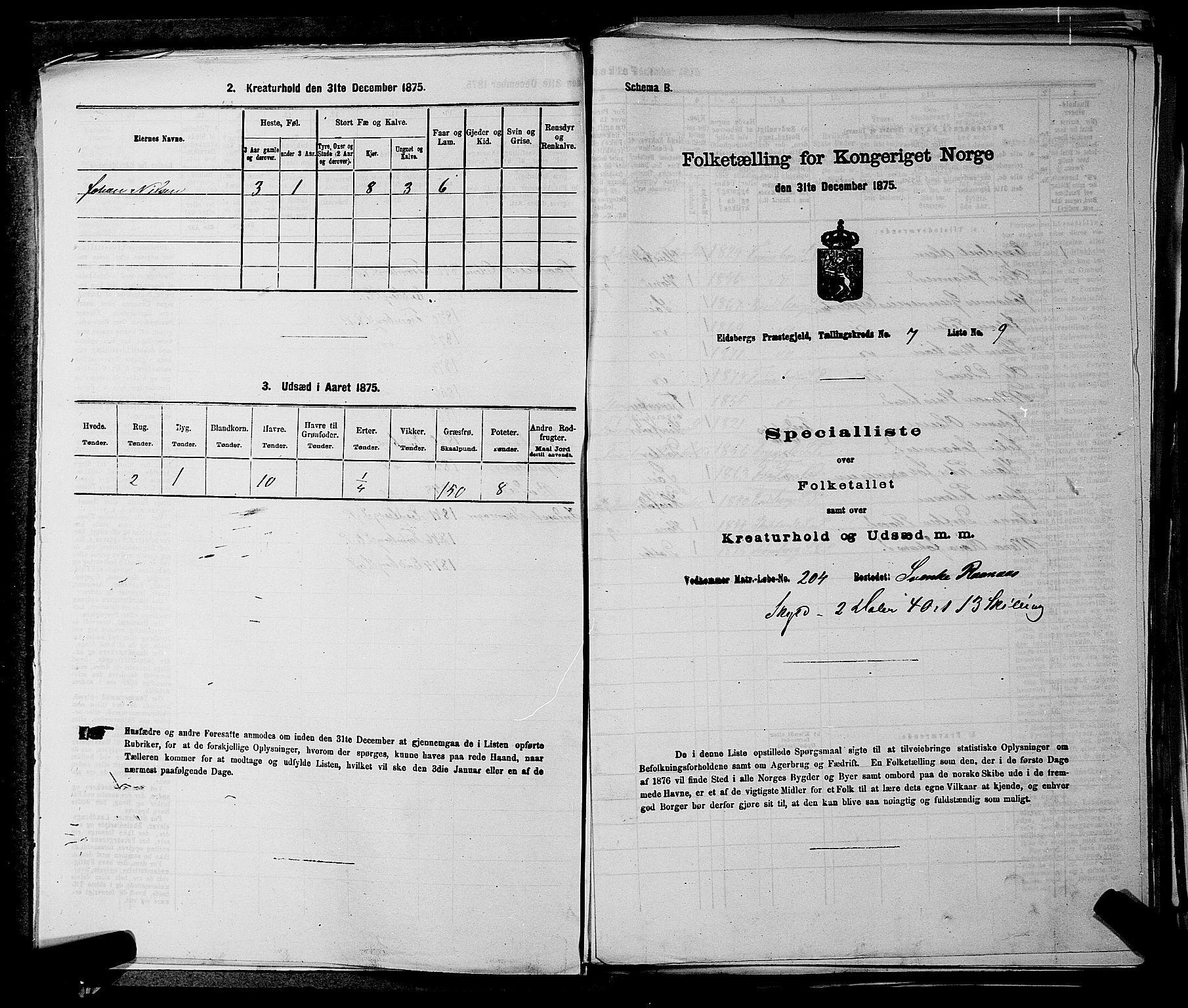 RA, 1875 census for 0125P Eidsberg, 1875, p. 1375
