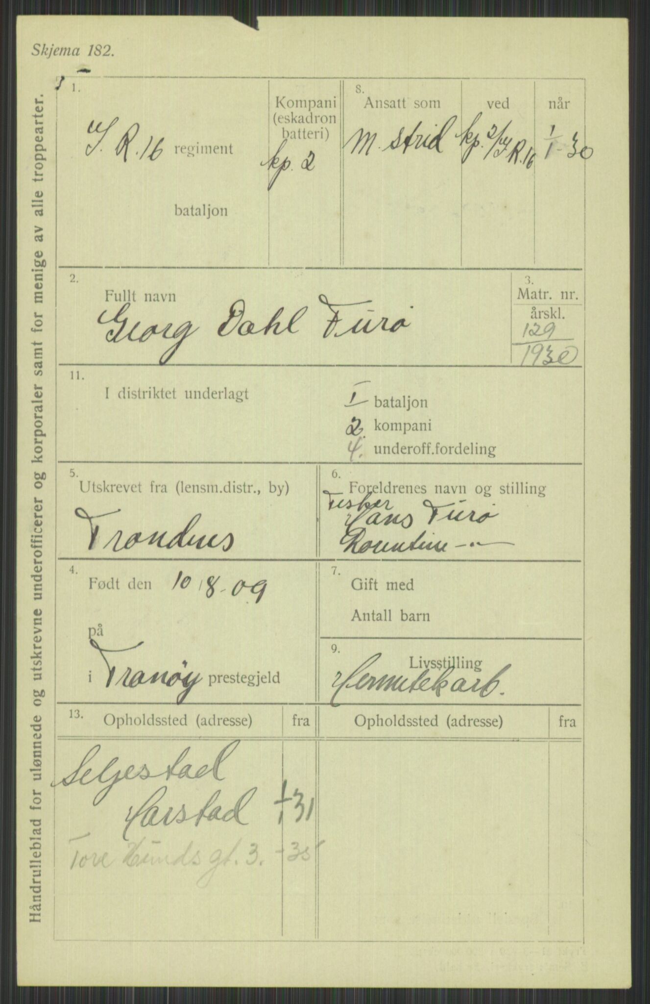 Forsvaret, Troms infanteriregiment nr. 16, AV/RA-RAFA-3146/P/Pa/L0014: Rulleblad for regimentets menige mannskaper, årsklasse 1930, 1930, p. 191