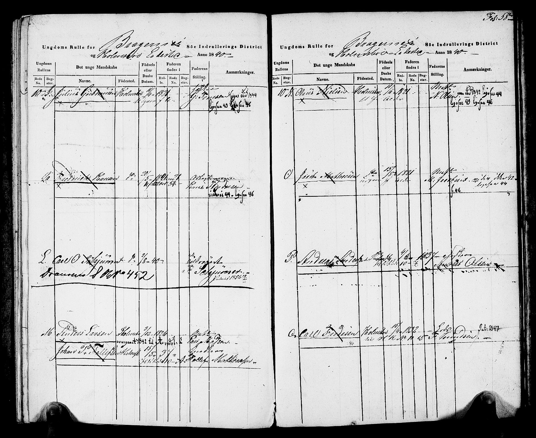 Drammen innrulleringsdistrikt, AV/SAKO-A-781/F/Fa/L0006: Ungdomsrulle for Strømmen, Svelvik, Holmsbu og Filtvet ladesteder, 1840-1841, p. 38