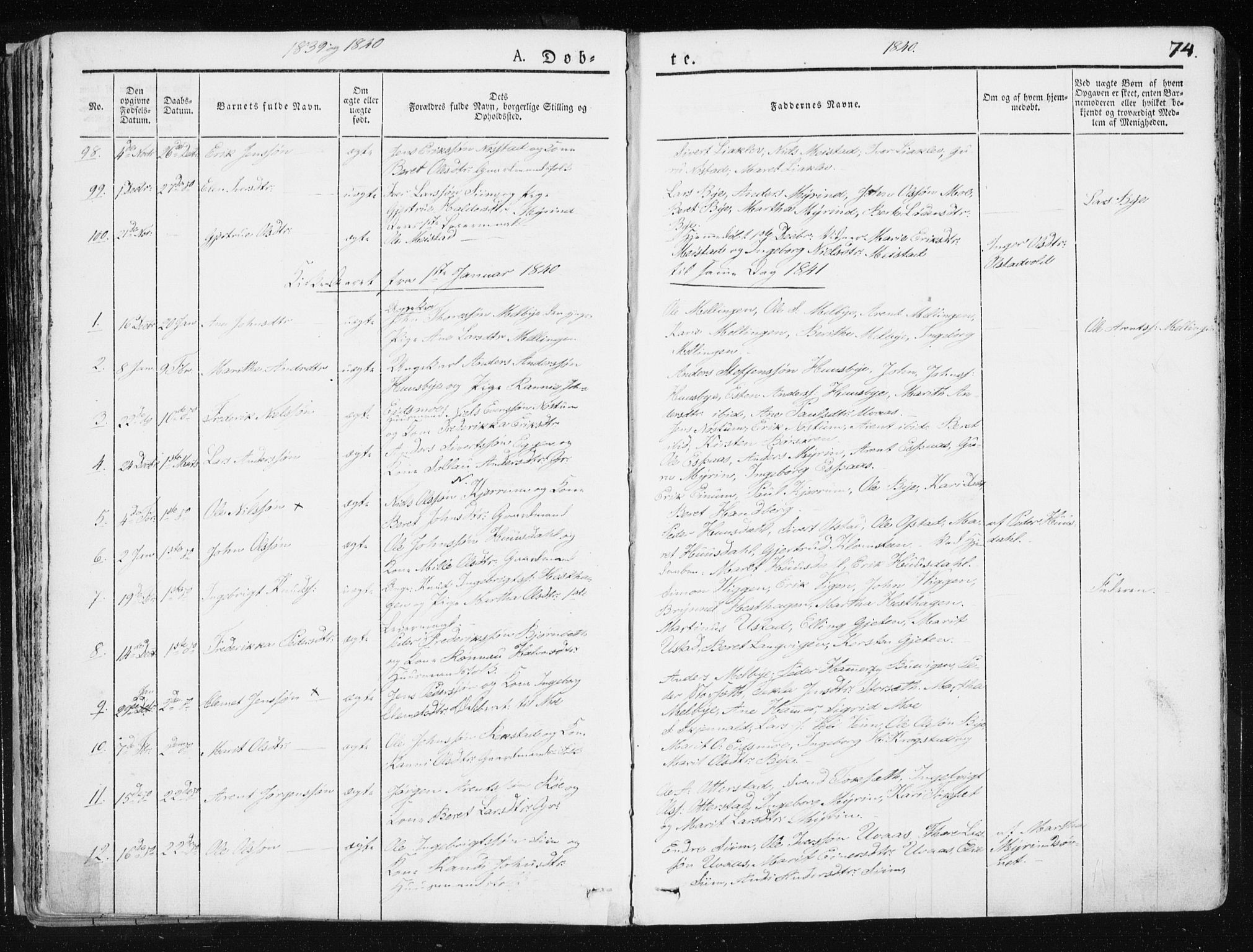 Ministerialprotokoller, klokkerbøker og fødselsregistre - Sør-Trøndelag, SAT/A-1456/665/L0771: Parish register (official) no. 665A06, 1830-1856, p. 74
